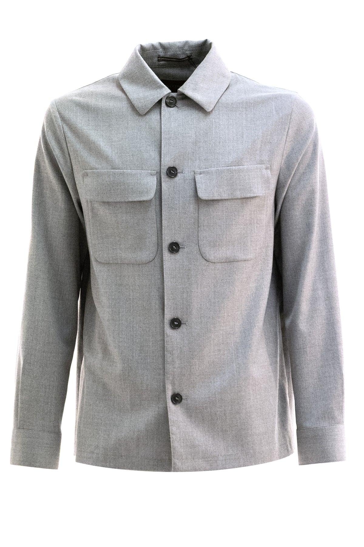 INCOTEX Giacca Camicia in Lana Stretch, Grigio