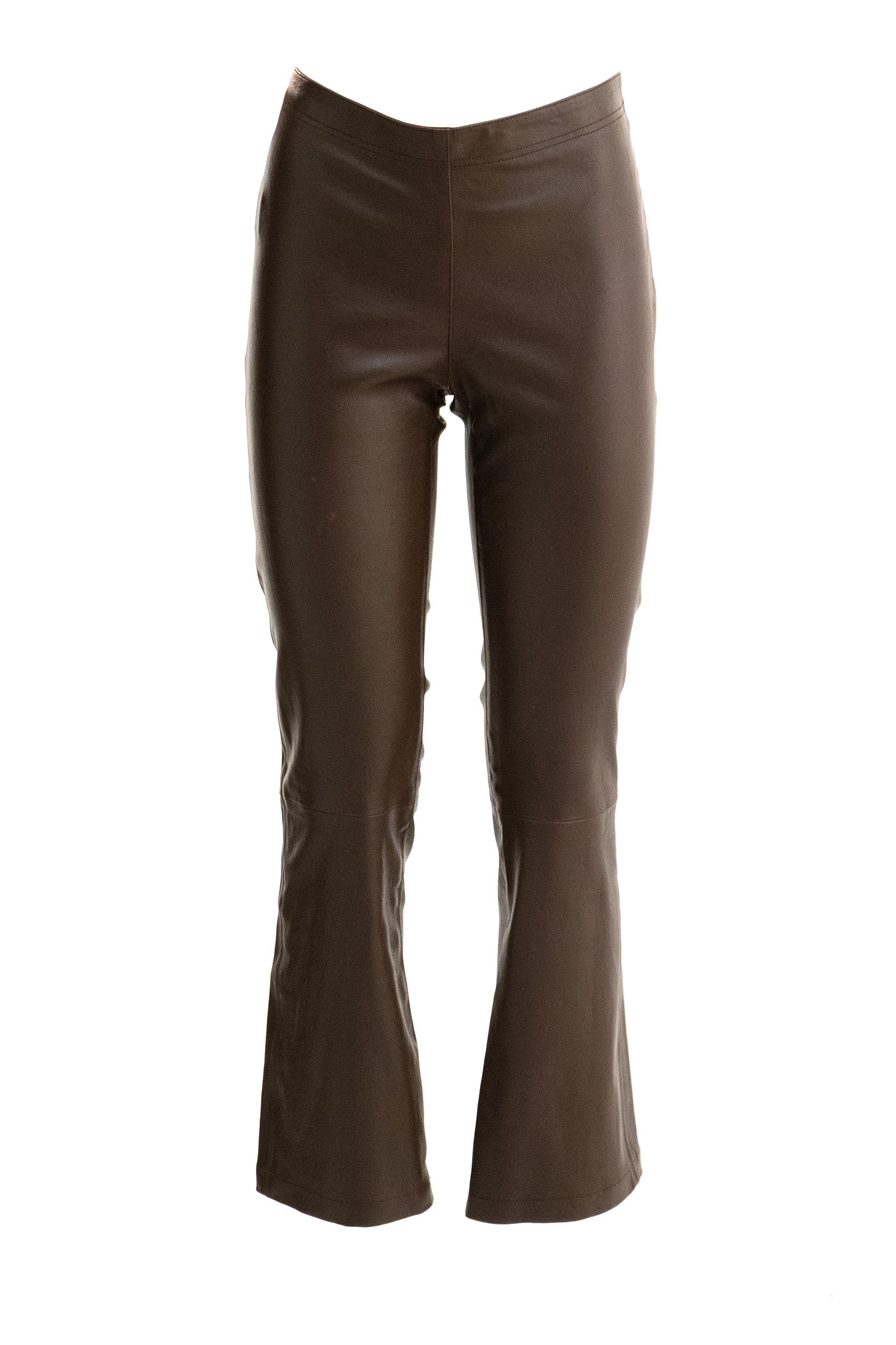 Pantaloni in pelle di colore marrone<BR/> UZES BRUN INES & MARECHAL 