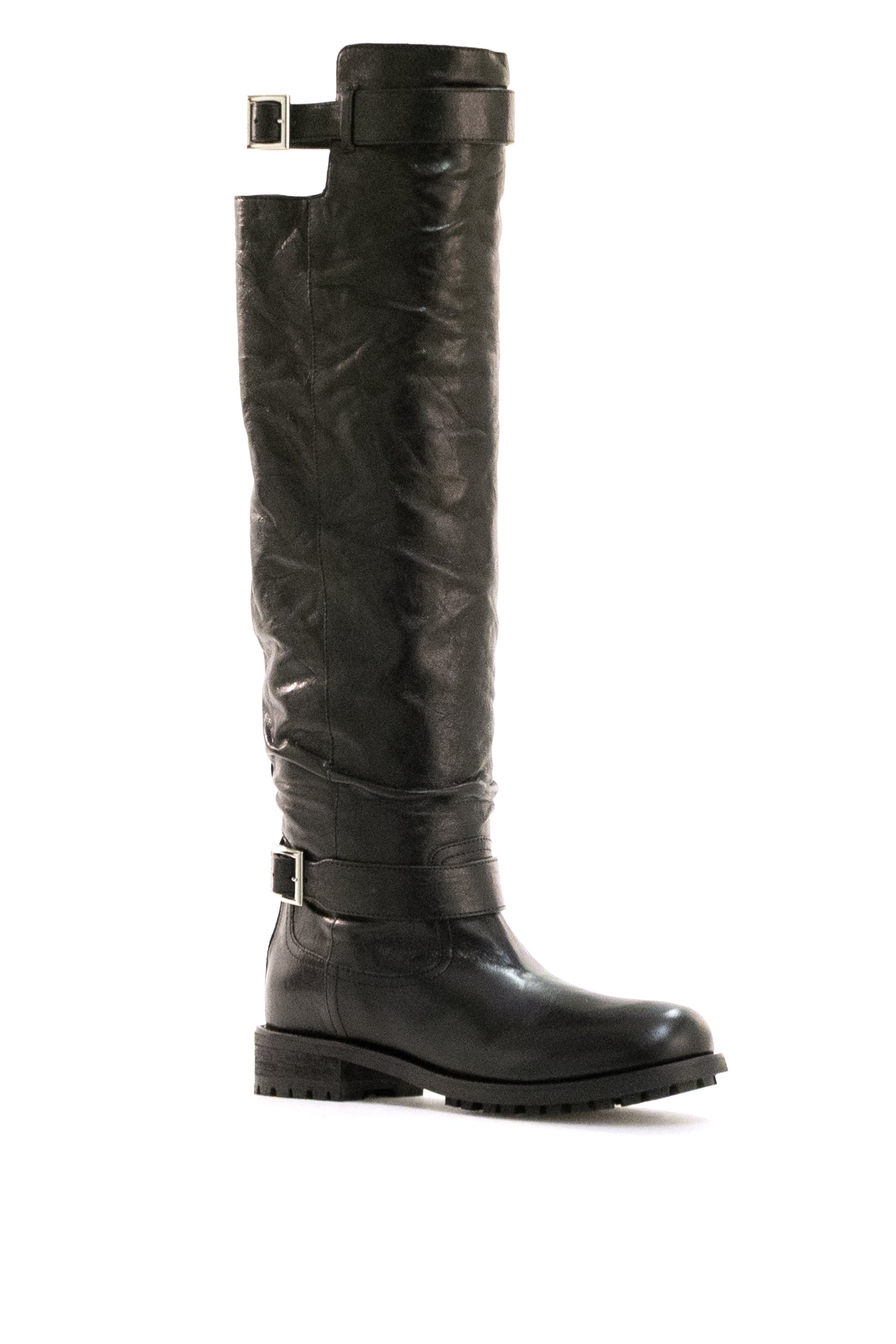 Stivali Biker in pelle d'agnello lucido di colore nero<BR/> BIKER KB ERZ BLACK JIMMY CHOO 