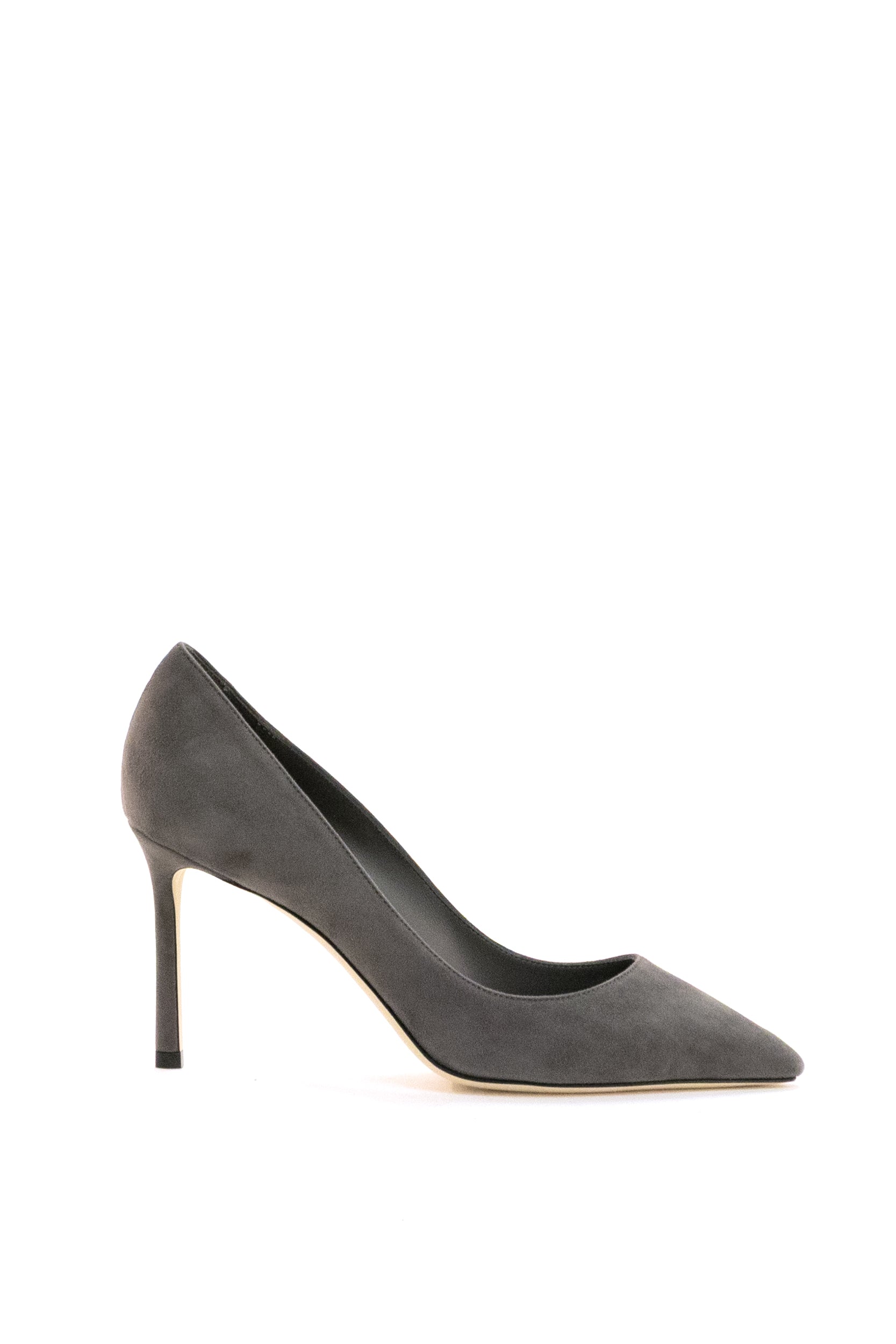 Pumps Romy in suede di colore grigio<BR/> ROMY 85 KDU STORM JIMMY CHOO 