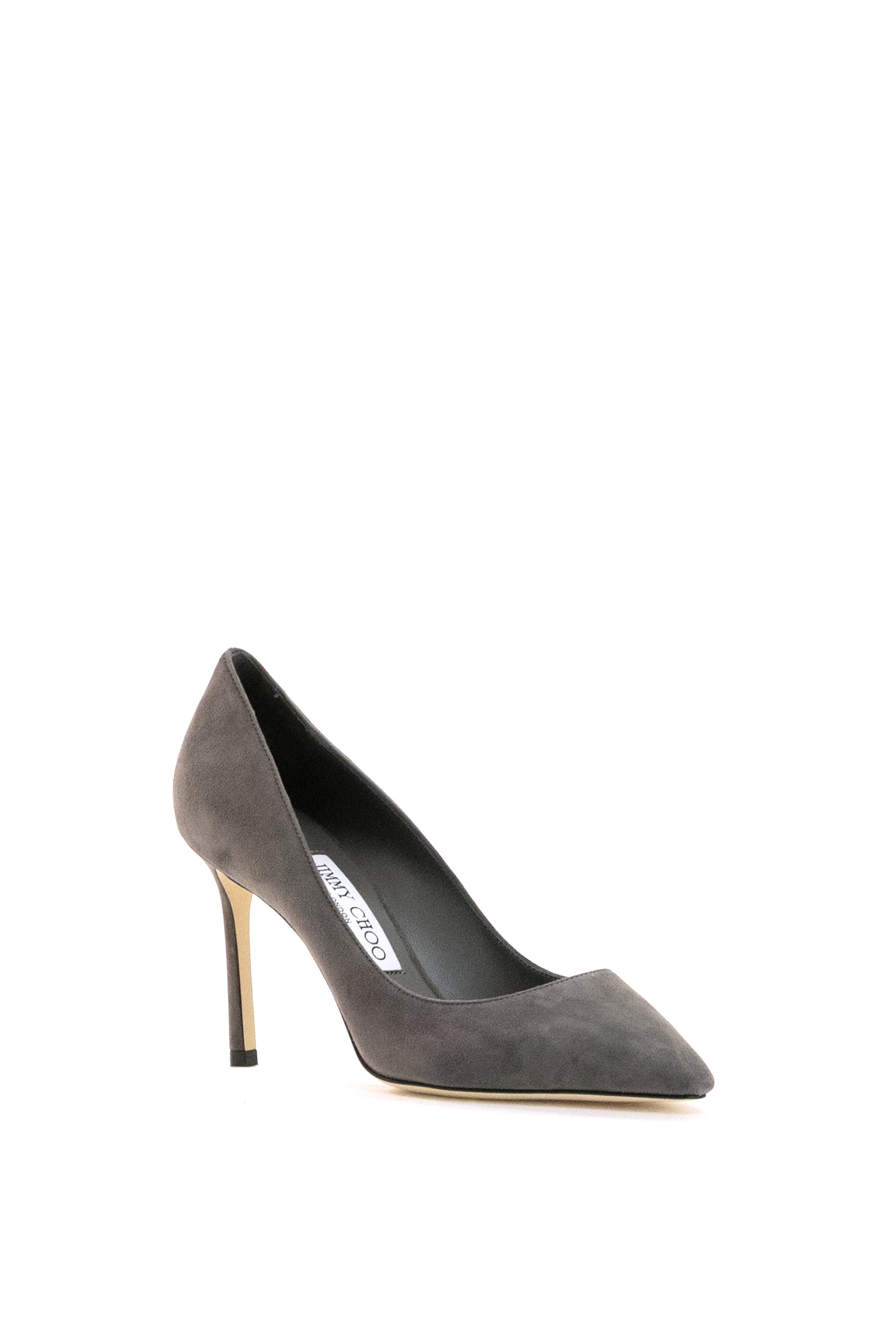 Pumps Romy in suede di colore grigio<BR/> ROMY 85 KDU STORM JIMMY CHOO 