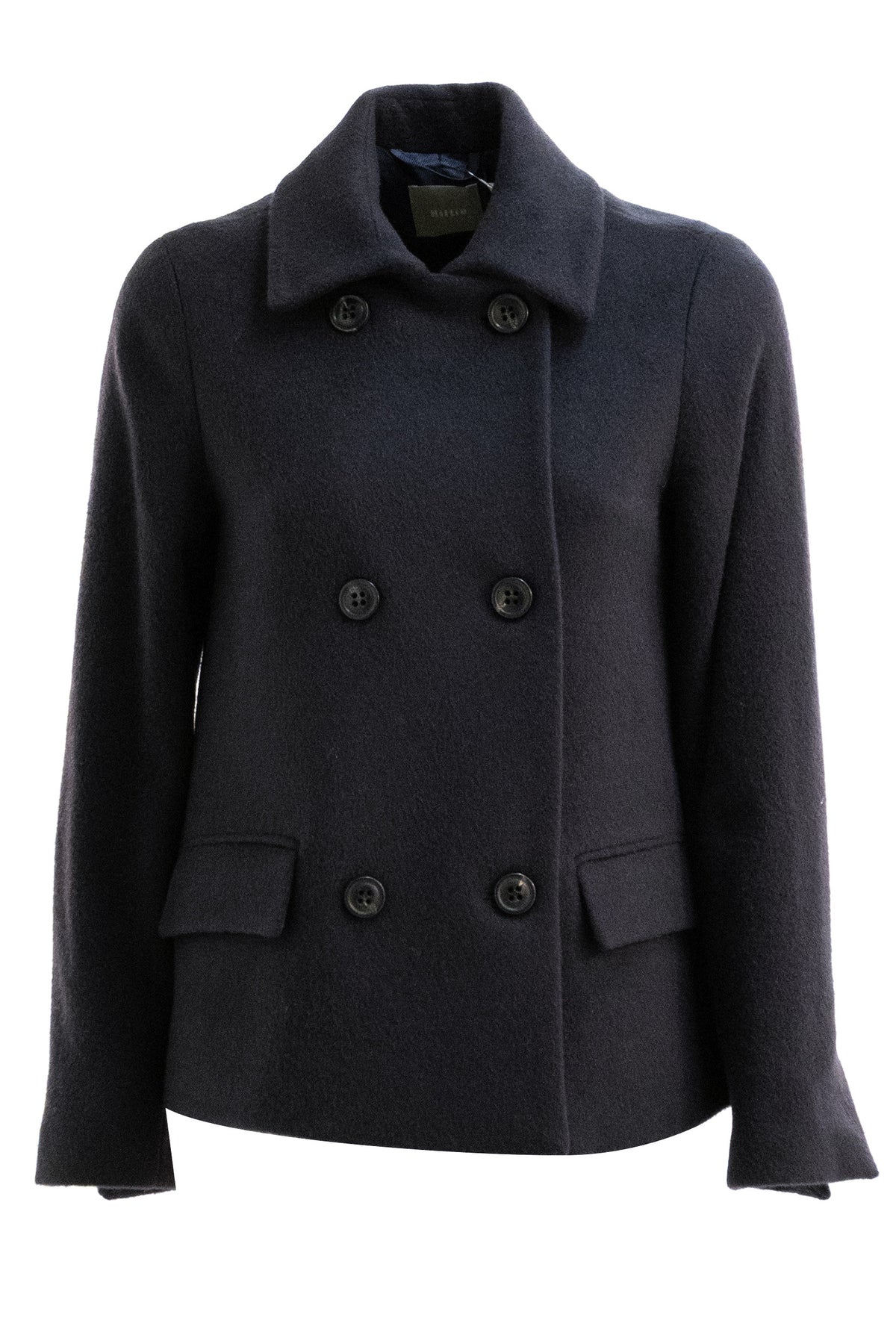 KILTIE Cappotto corto doppiopetto in lana di colore blu