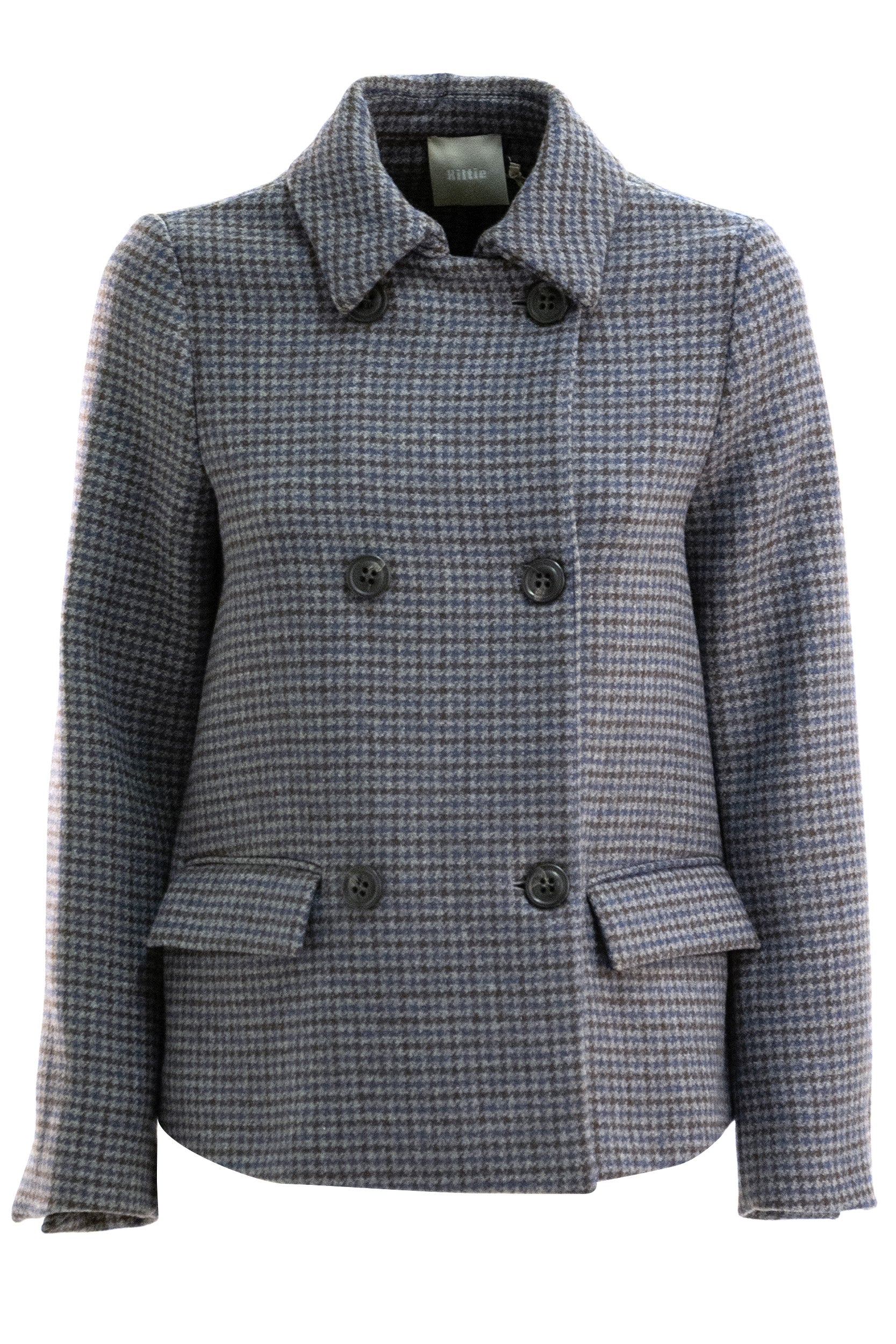 Giacca in lana pied-de-puole di colore grigio e marrone<BR/> KE007ZT5126 679 KILTIE 