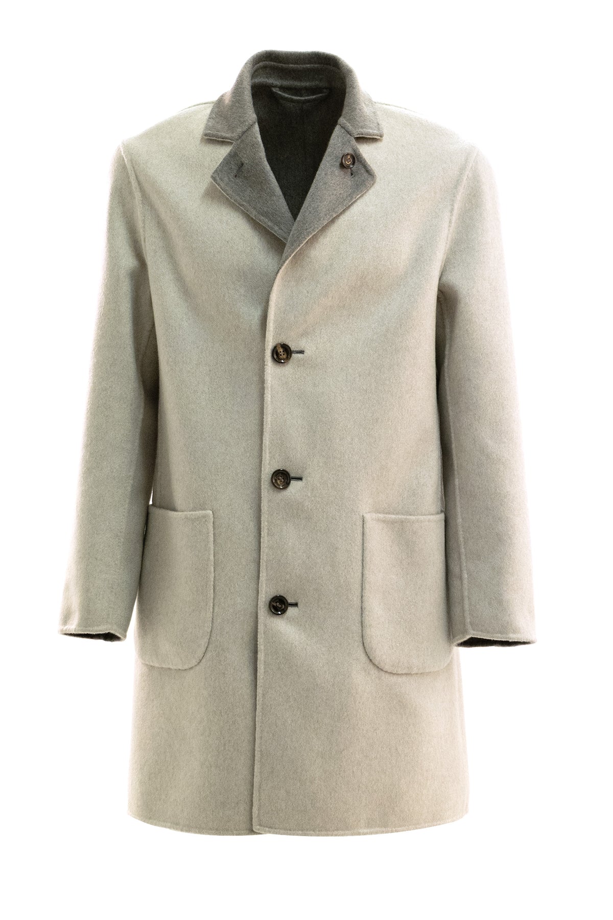 KIred Cappotto reversibile Parana in cashmere color tortora, Beige/grigio, vista 3