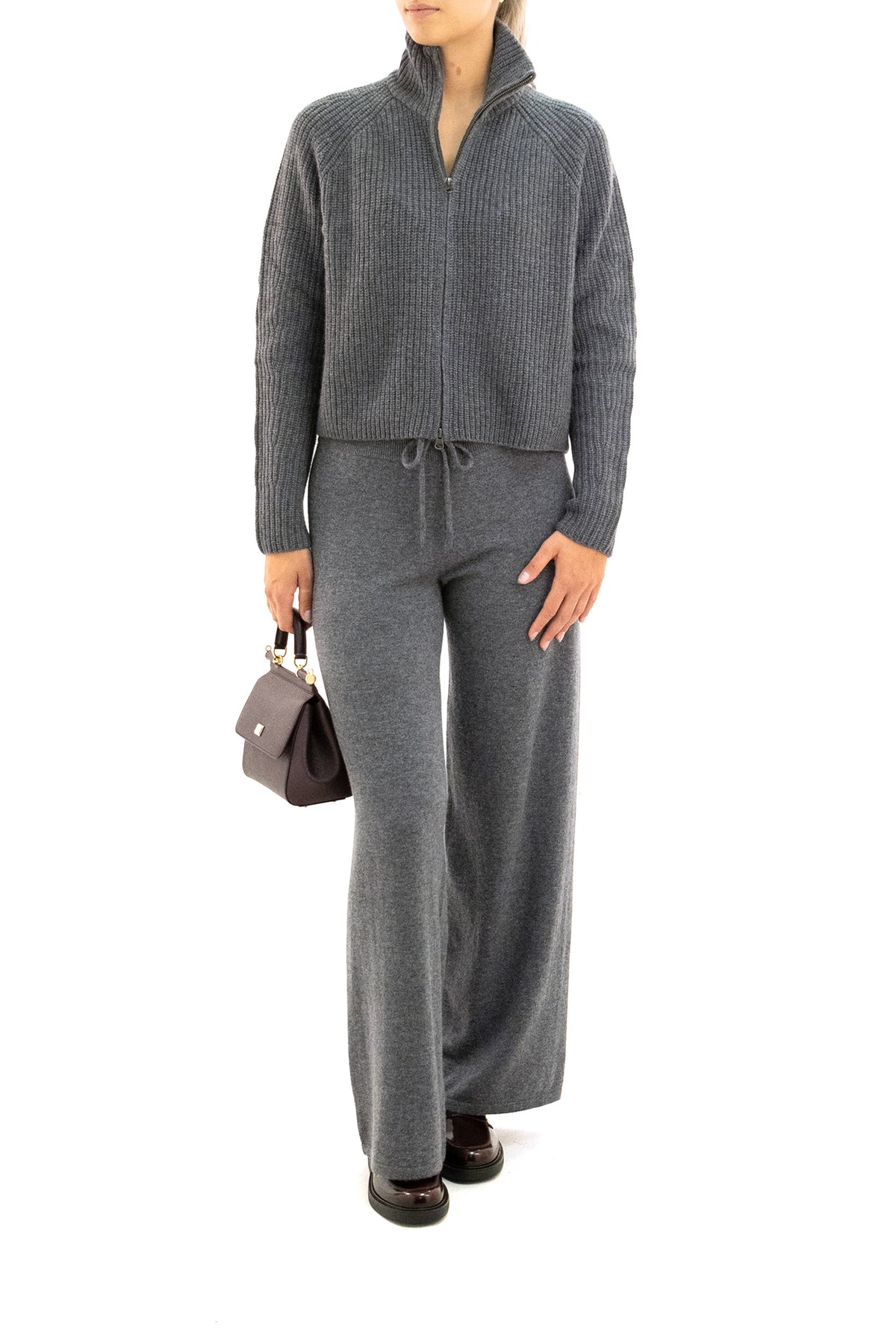 LISA YANG Pantaloni The Sofi Cashmere Grigio, view 2