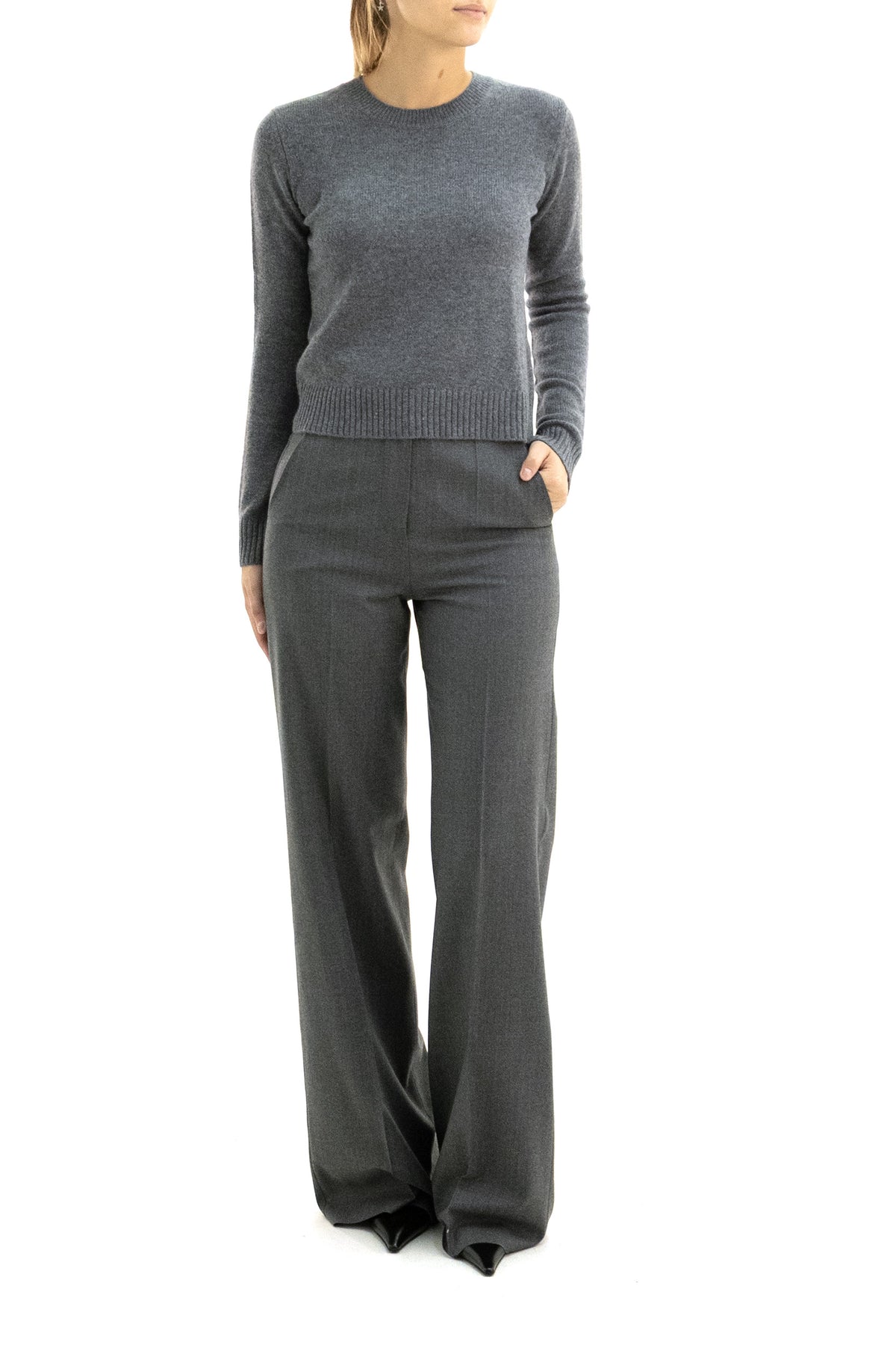 LISA YANG Maglione Mable in cashmere di colore grigio, view 2