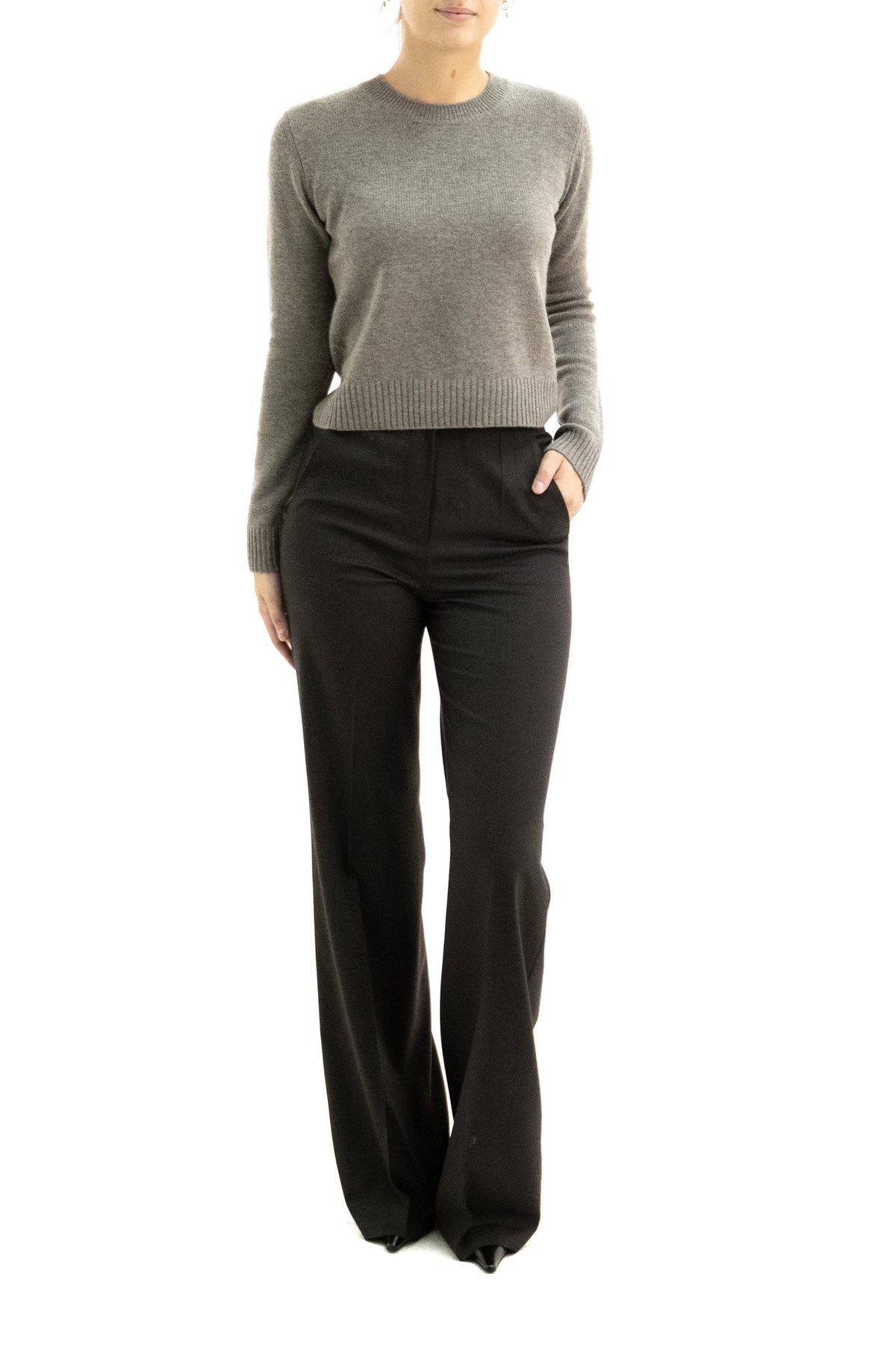 LISA YANG Maglione Mable in cashmere di colore tortora, vista 2