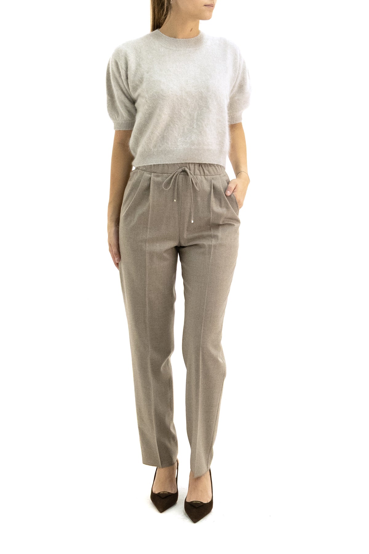 LISA YANG Maglione Juniper in cashmere di colore beige, vista 2
