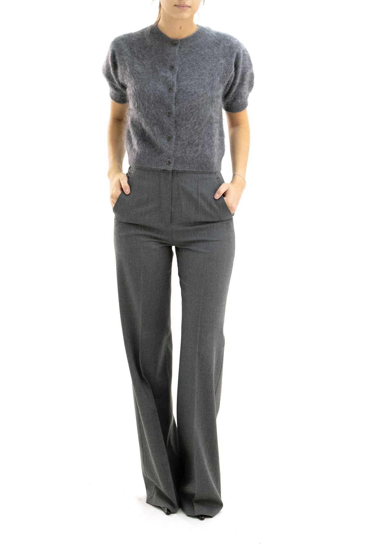 LISA YANG Cardigan Lucianne in cashmere di colore grigio, view 2
