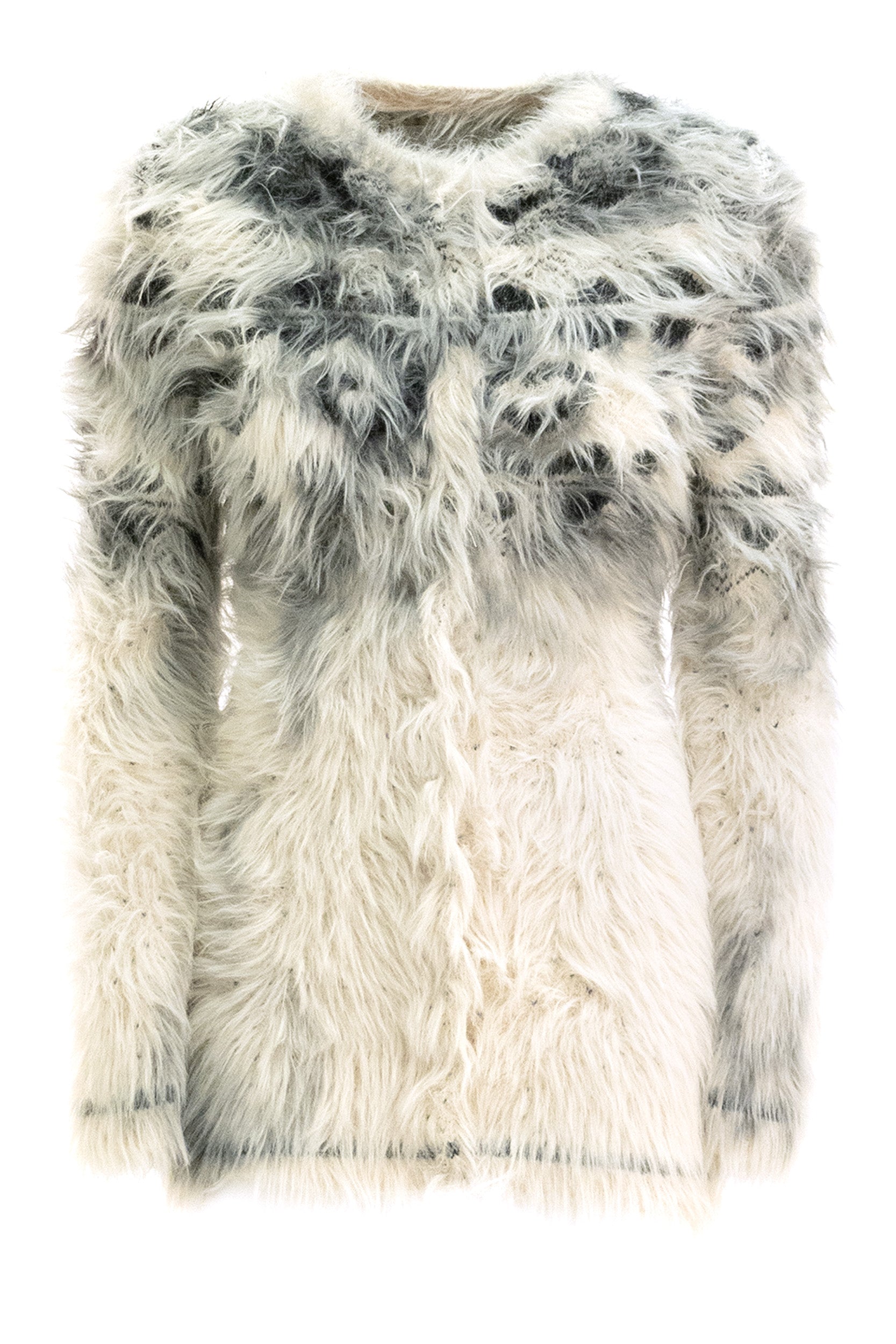 Cardigan in maglia con motivo testurizzato color avorio e grigio<BR/> S29HP0054 M13329 001S MAISON MARGIELA 