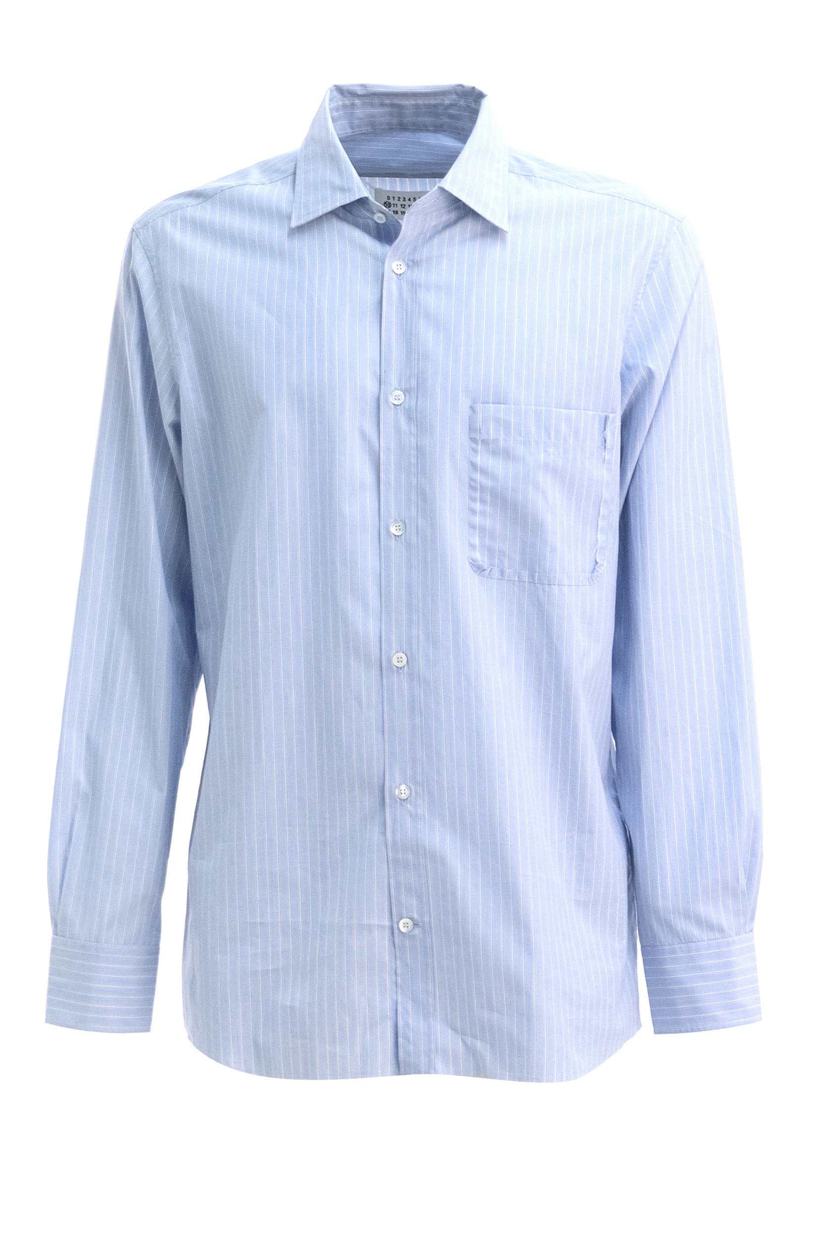 Camicia in cotone a righe di colore azzurro e bianco<BR/> S50DT0081 M35722 001F MAISON MARGIELA 