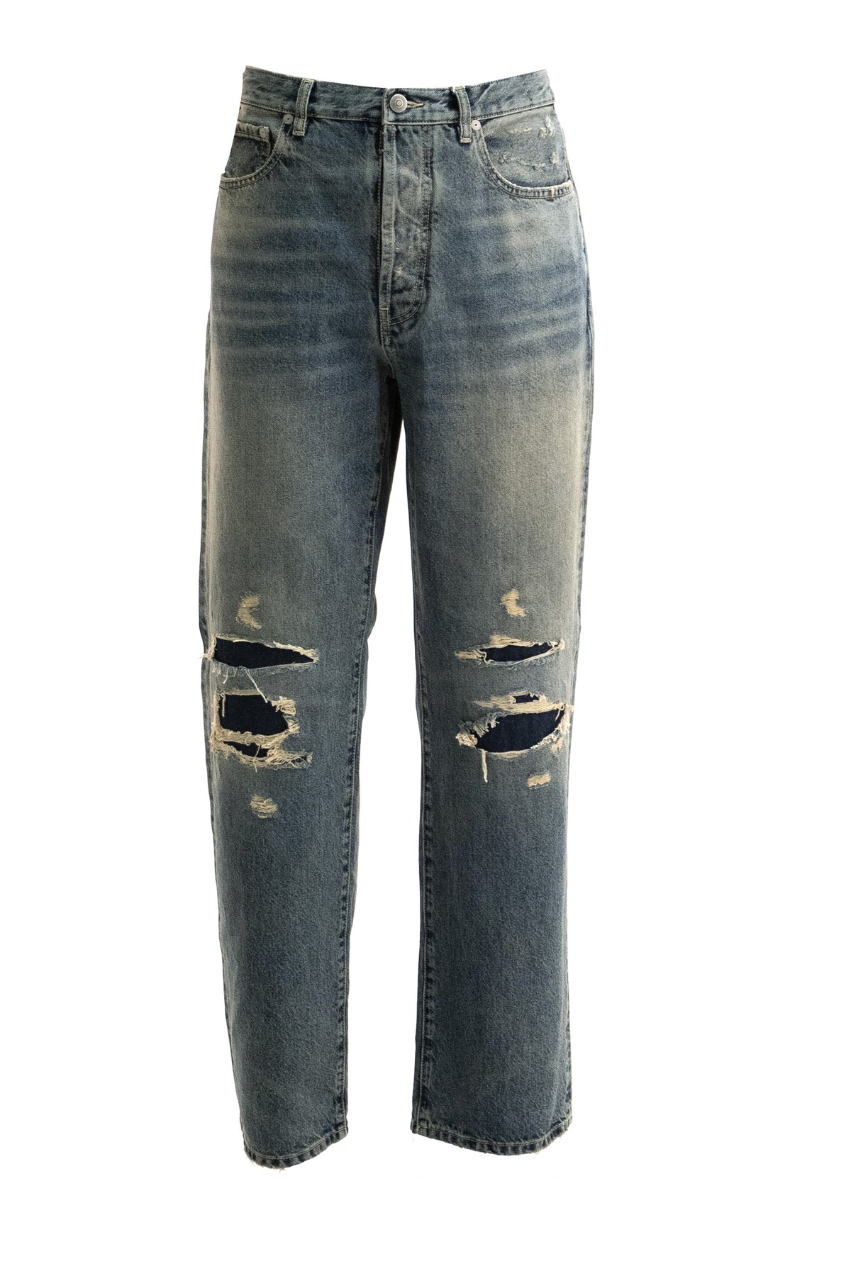 MAISON MARGIELA Jeans in denim effetto distressed di colore azzurro