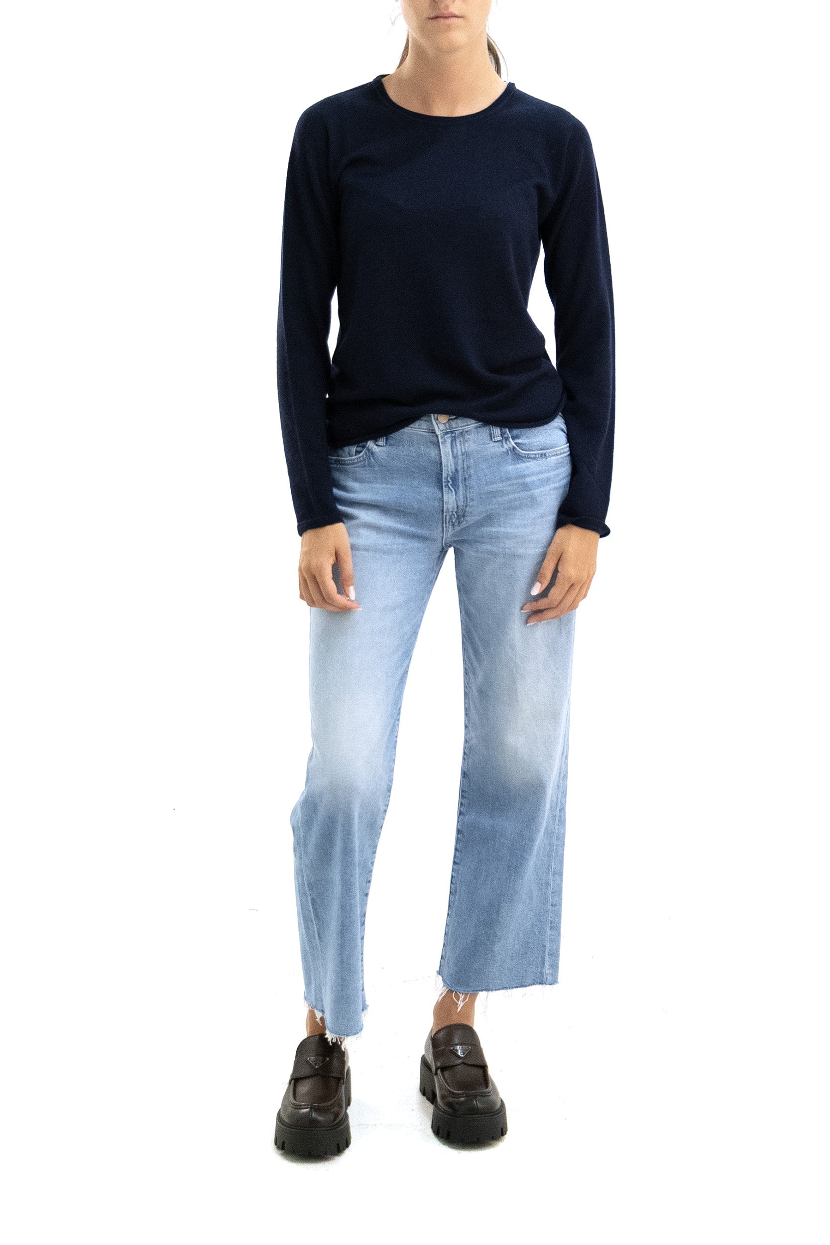 Pullover in Cashmere colore blu<BR/> H26M251-FPU364 003 MAJESTIC 