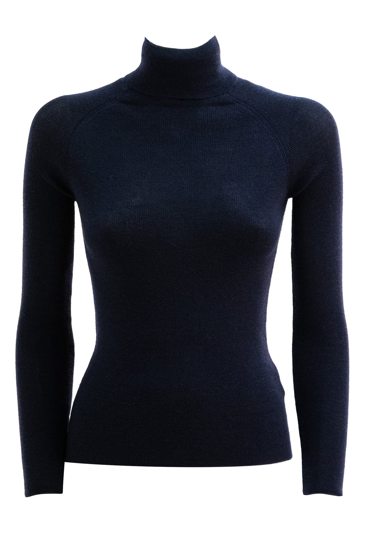 MAJESTIC Blue ribbed merino wool and silk top