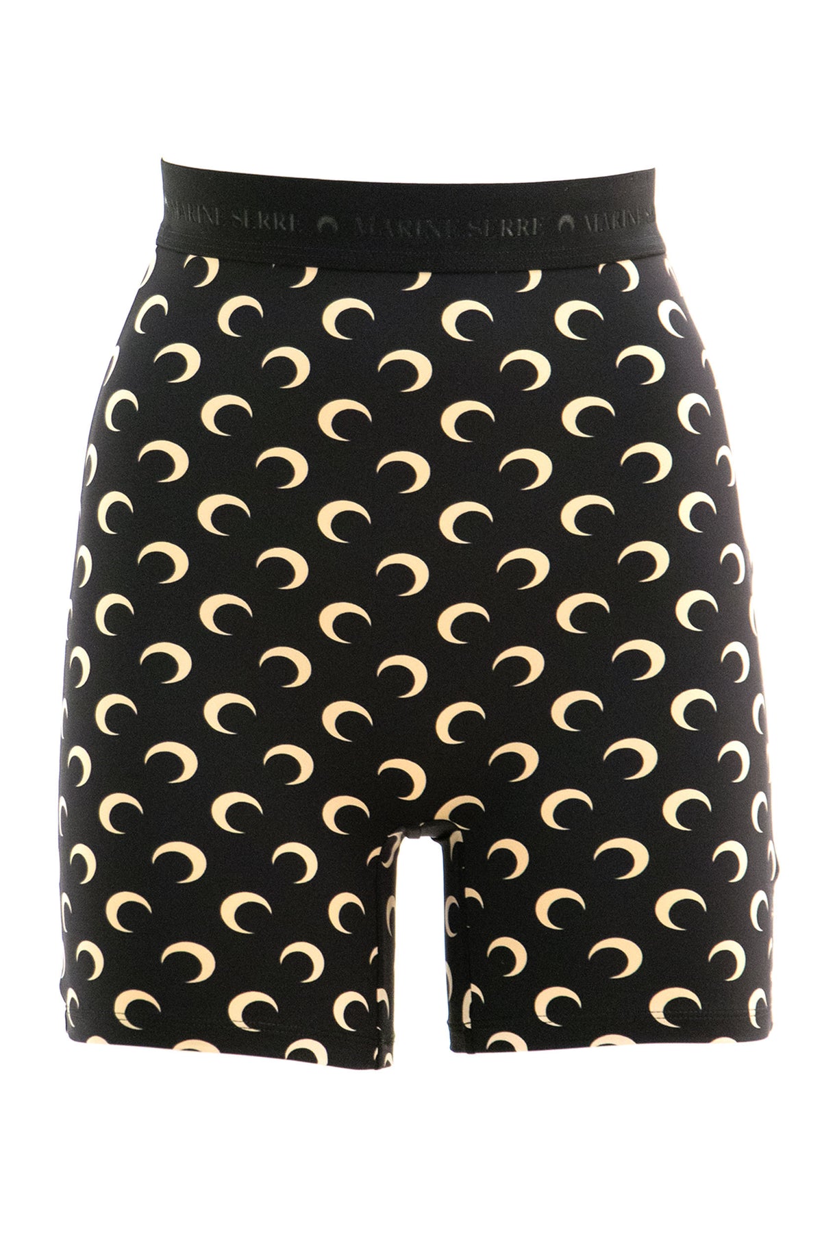 MARINE SERRE Shorts in jersey stretch color nero con stampa Moon