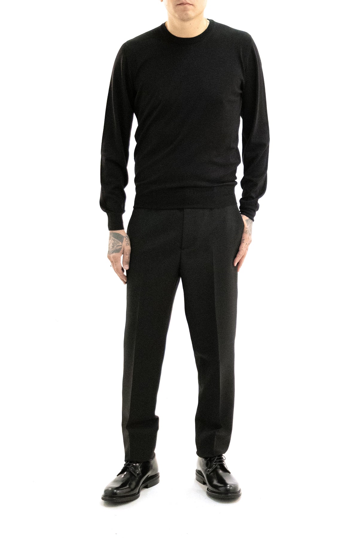 MAUREL Crew Neck Wool Sweater, Nero, view 2