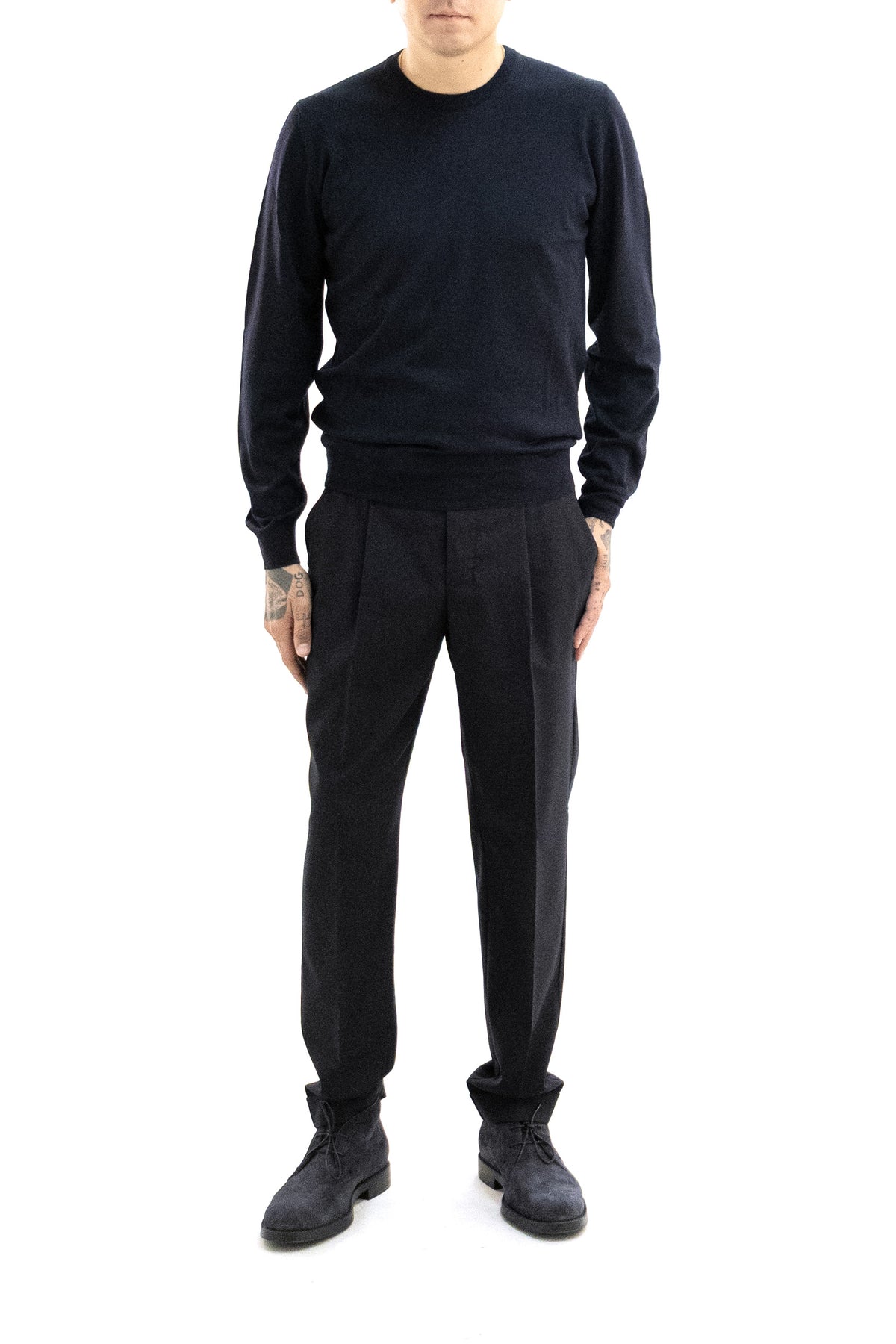 MAUREL Pullover Girocollo in Lana, Blu, vista 2