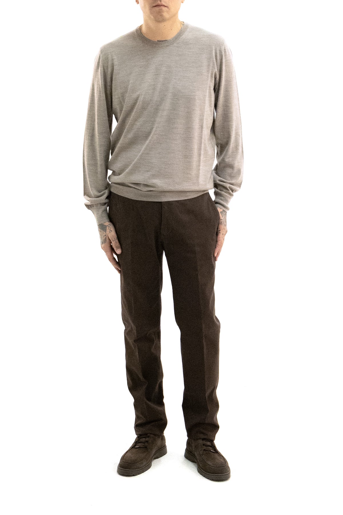 MAUREL Crew Neck Wool Sweater, Beige, view 2