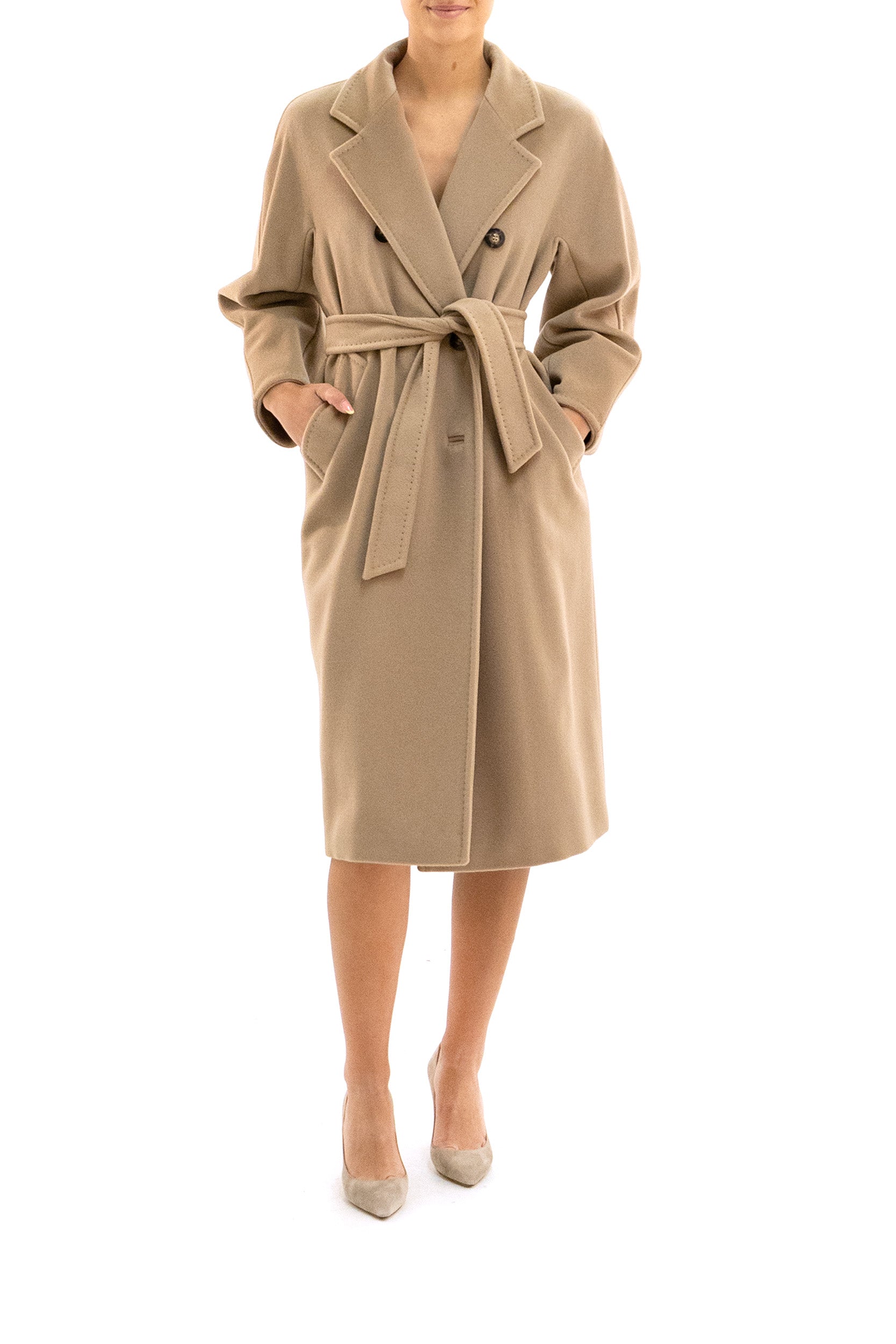 Cappotto doppiopetto in lana e cashmere color beige MADAME 001 MAX MARA 