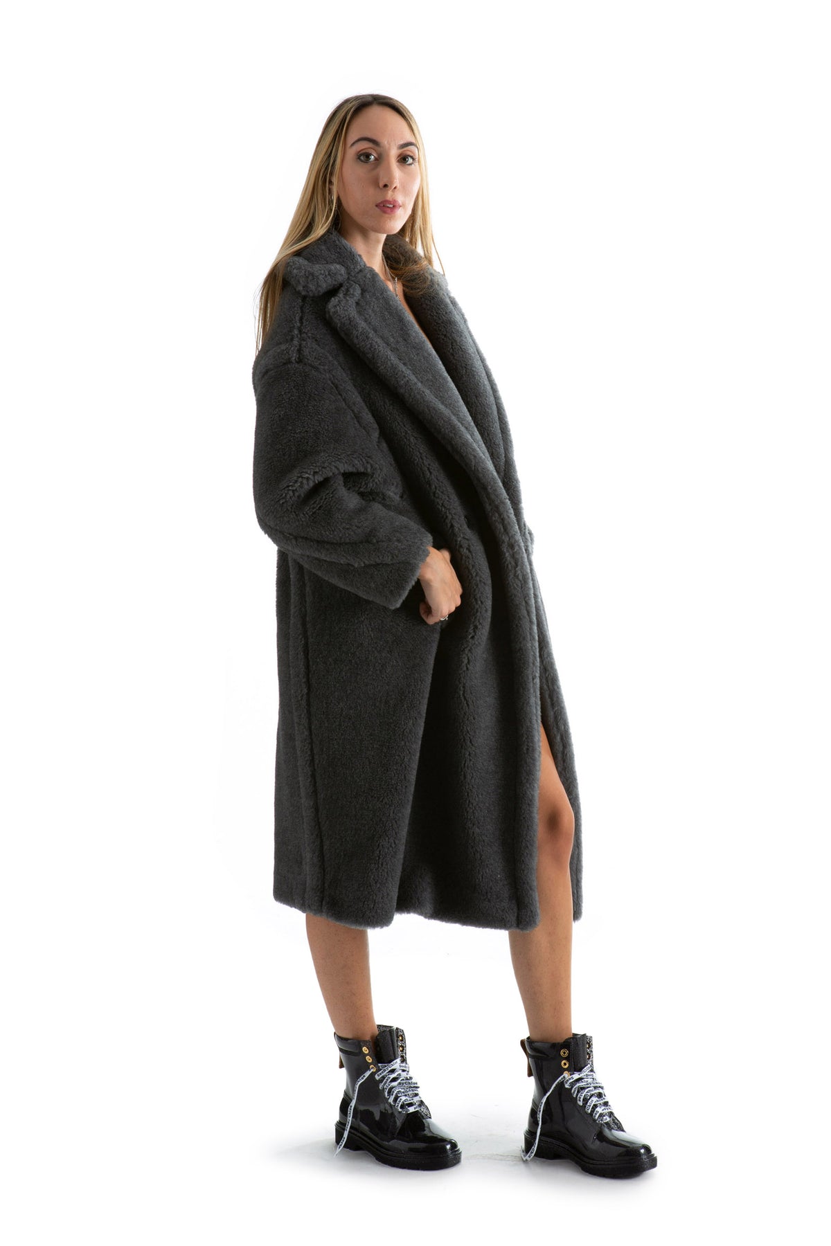 MAX MARA Cappotto Icon Teddy Bear colore grigio, vista 3