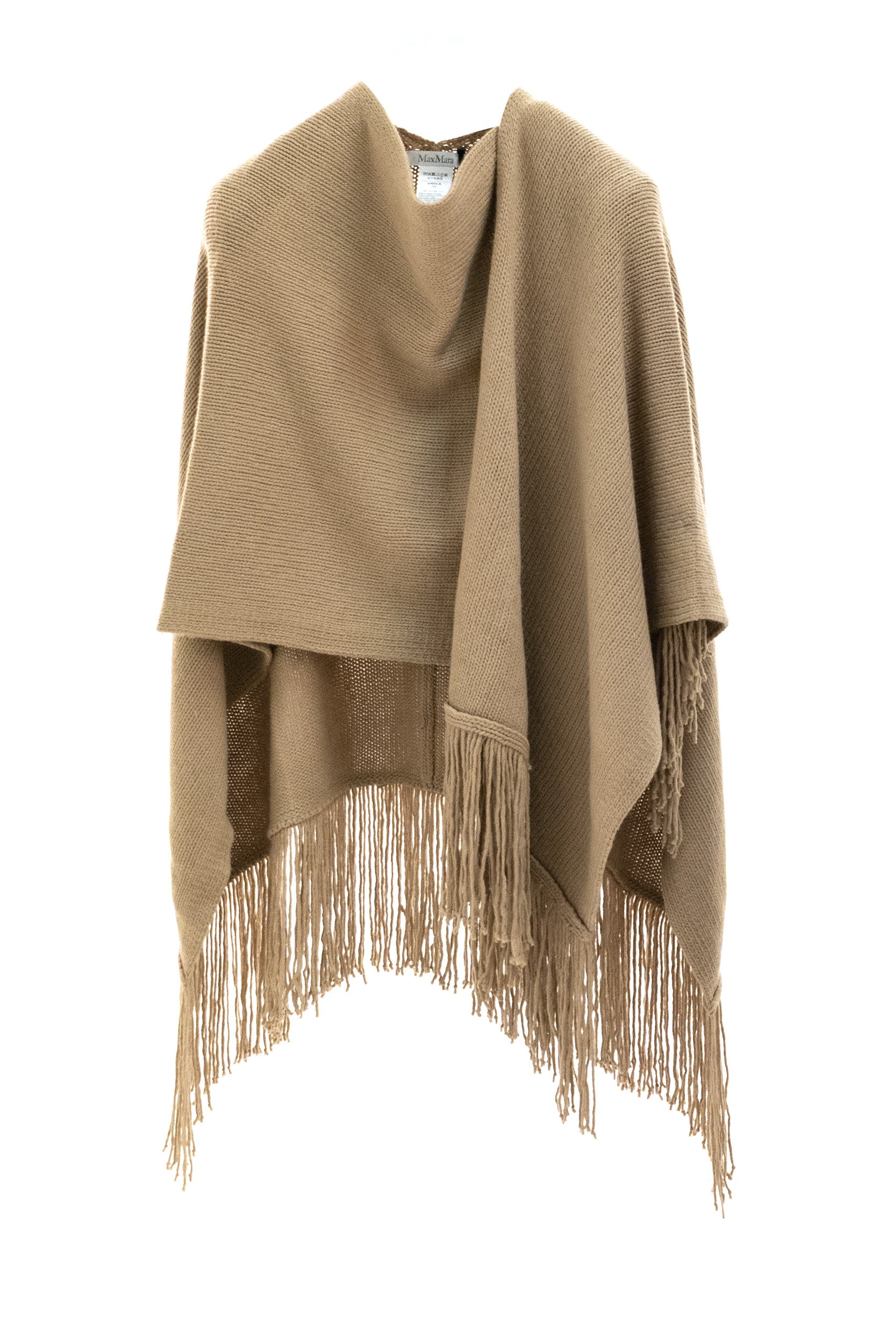 Cappa in maglia di lana e cachemire color cammello<BR/> MXABACINI 003 MAX MARA 