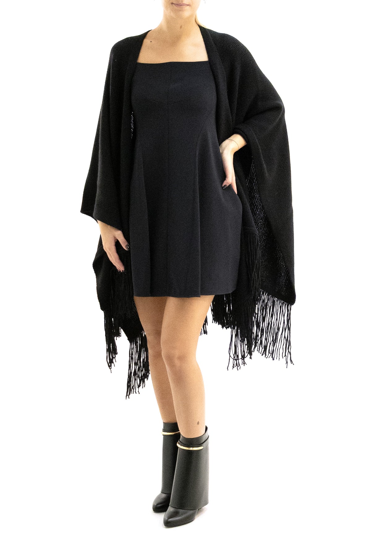 MAX MARA Cappa in maglia di lana e cachemire di colore nero, vista 2