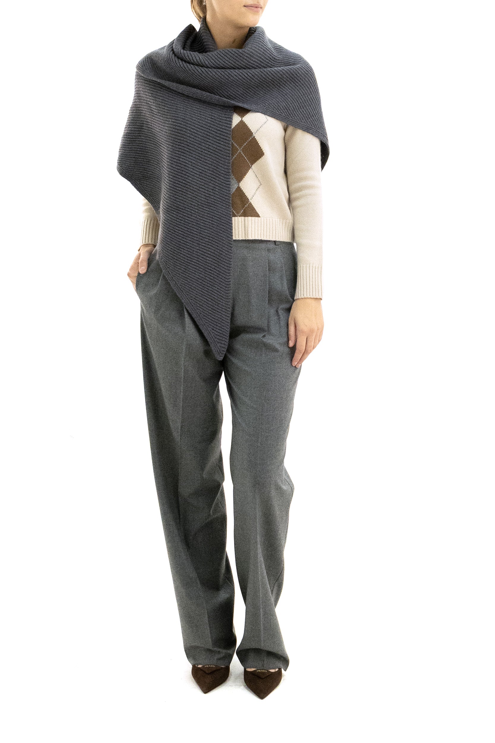 Scialle in lana di colore grigio<BR/> MXASUPREMO 003 MAX MARA 