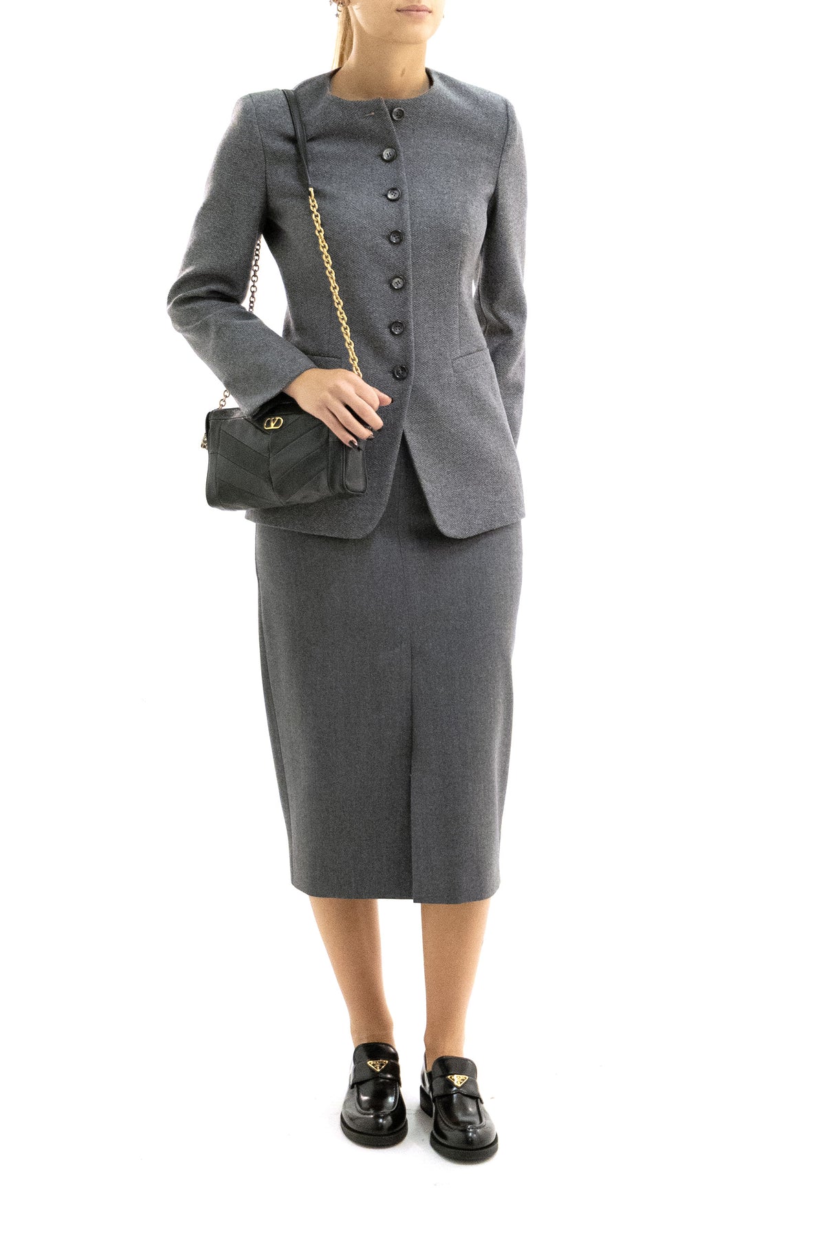 MAX MARA Giacca monopetto in cachemire di colore grigio, vista 2