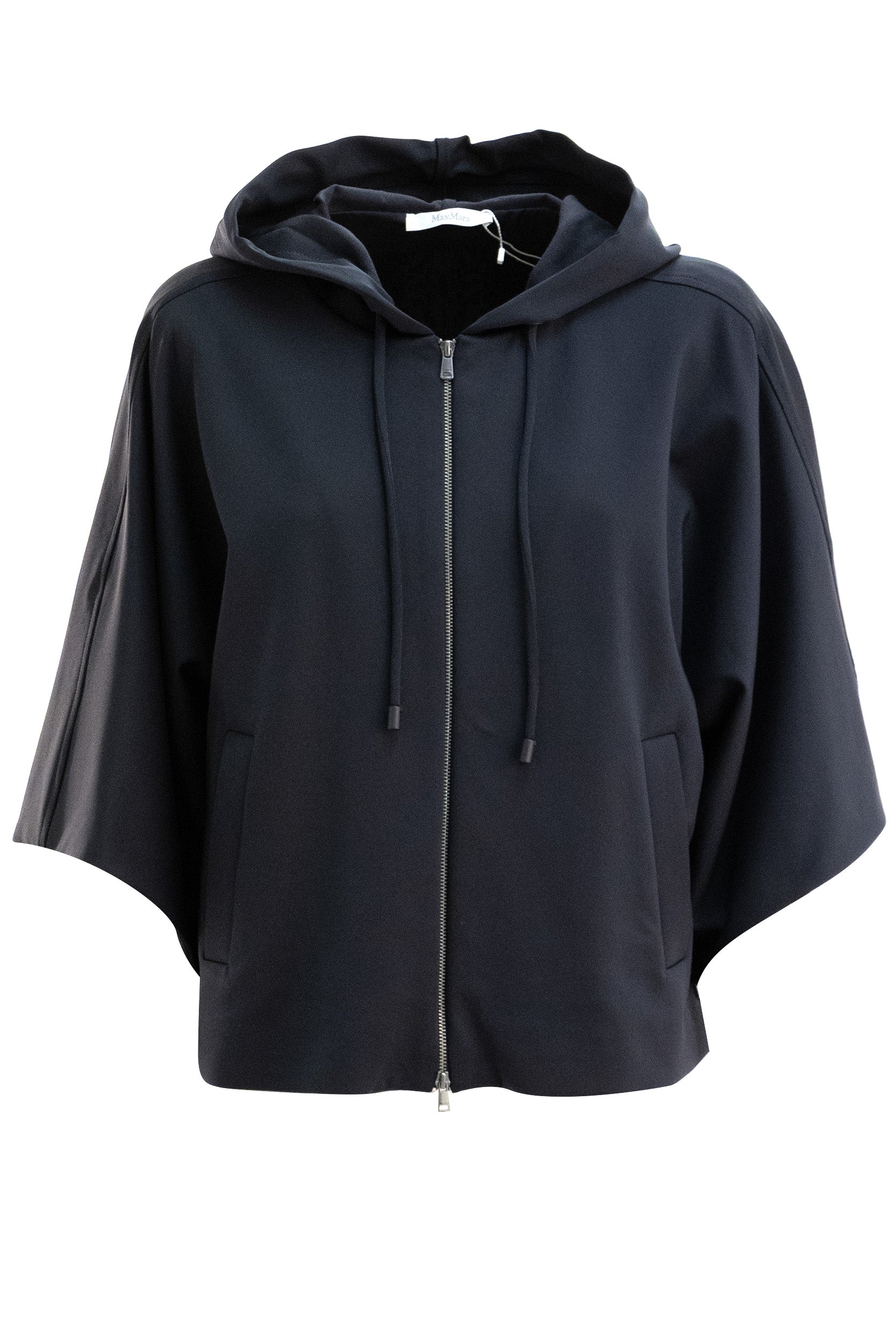Felpa con cappuccio in jersey tecnico di cotone di colore blu<BR/> MXMFIDATO 003 MAX MARA 