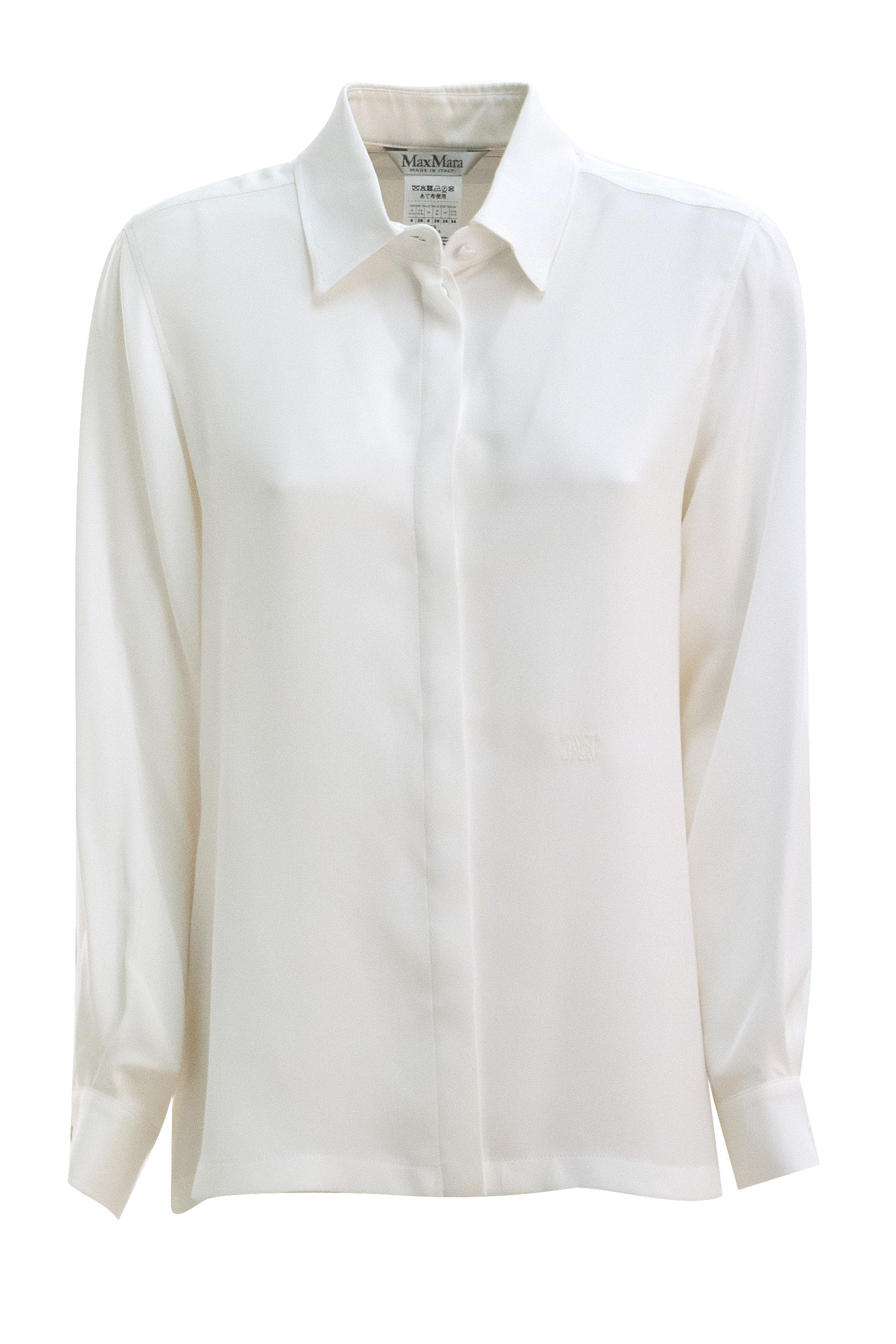 Camicia in crêpe de Chine di seta di colore bianco<BR/> MXMGERANIO 002 MAX MARA 