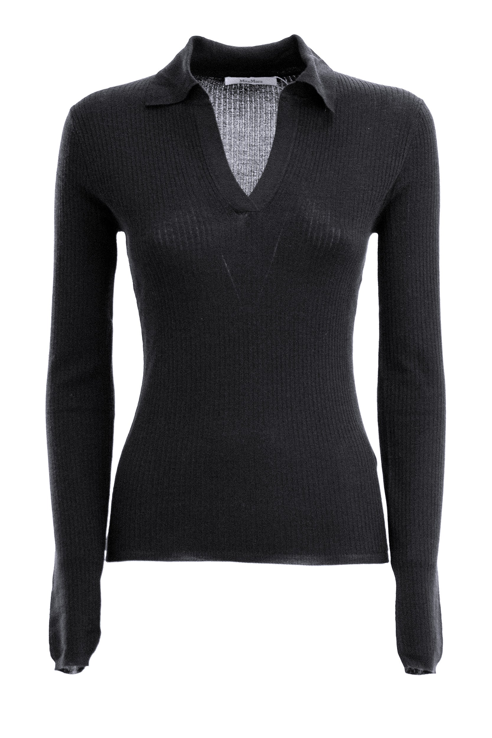 Polo in cachemire e seta a coste di colore nero<BR/> MXMGERGO 006 MAX MARA 