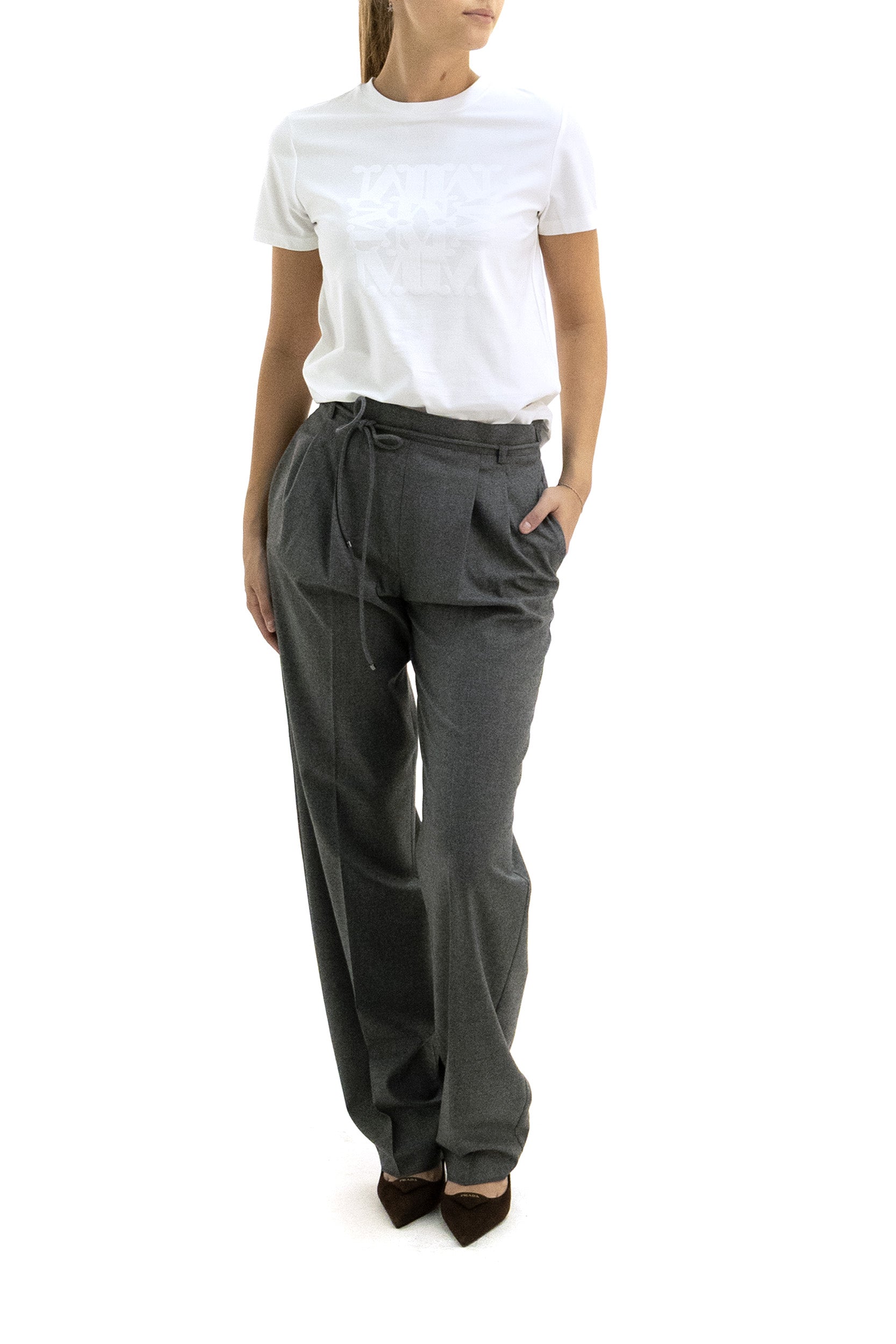 T-shirt in cotone di colore bianco<BR/> MXMPANFILO 001 MAX MARA 