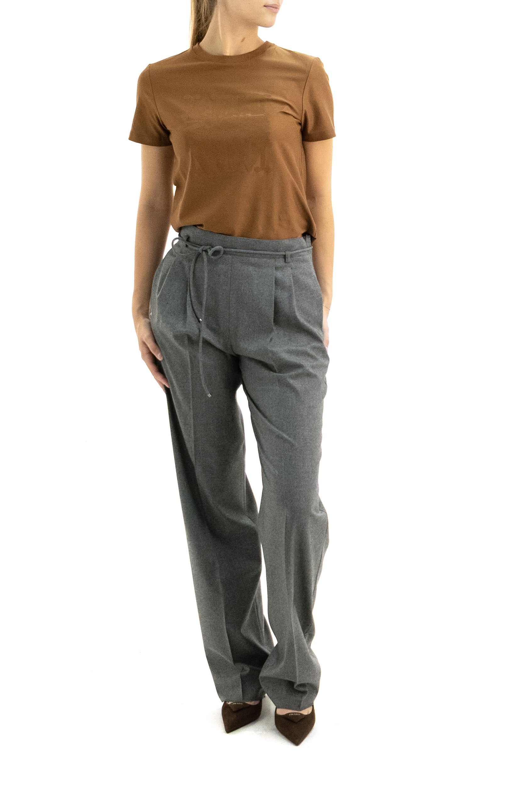 T-shirt in cotone color ruggine<BR/> MXMPANFILO 002 MAX MARA 