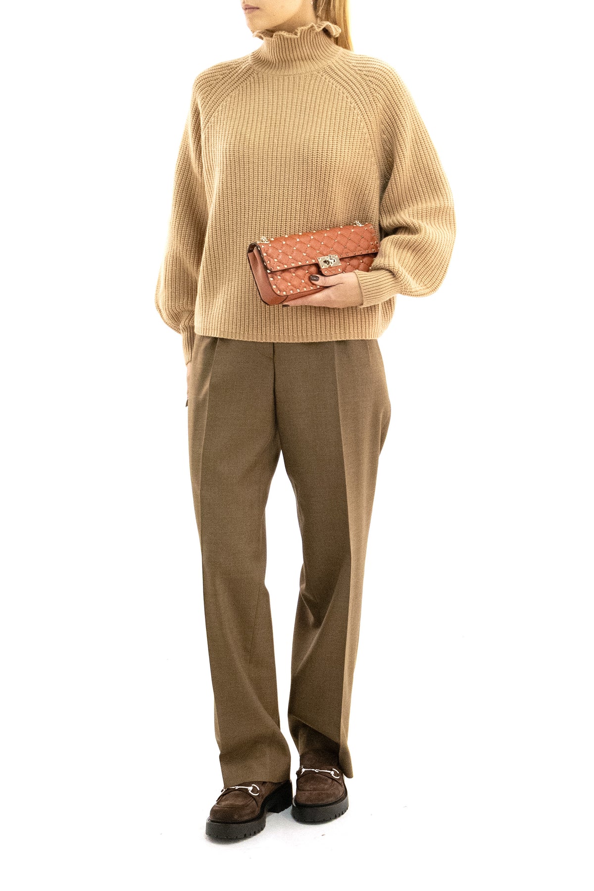 MAX MARA Pullover in lana e cachemire color cammello, Beige, view 2