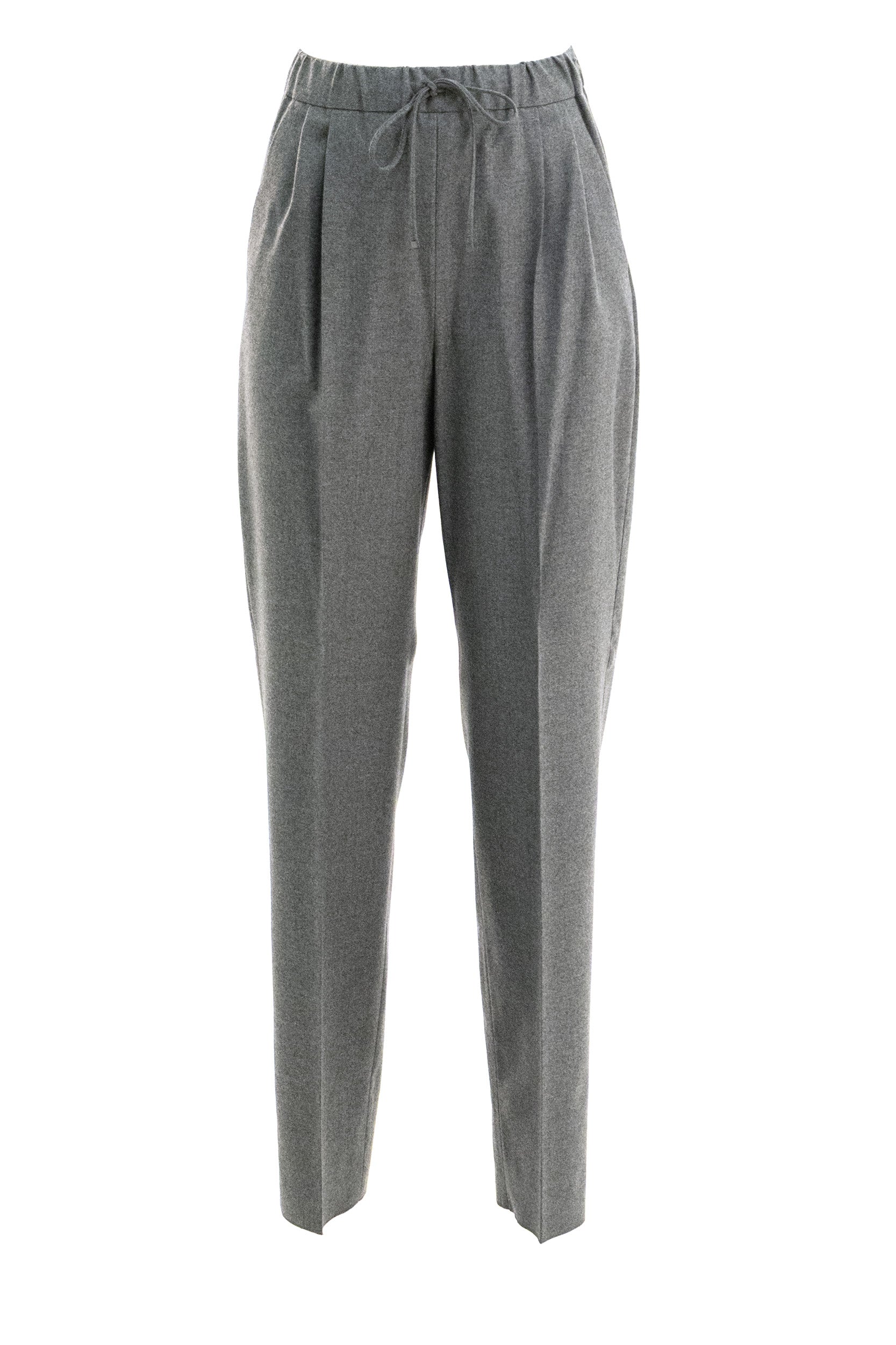 Pantaloni in foulé di cachemire di colore grigio<BR/> MXMZAMIA 012 MAX MARA 