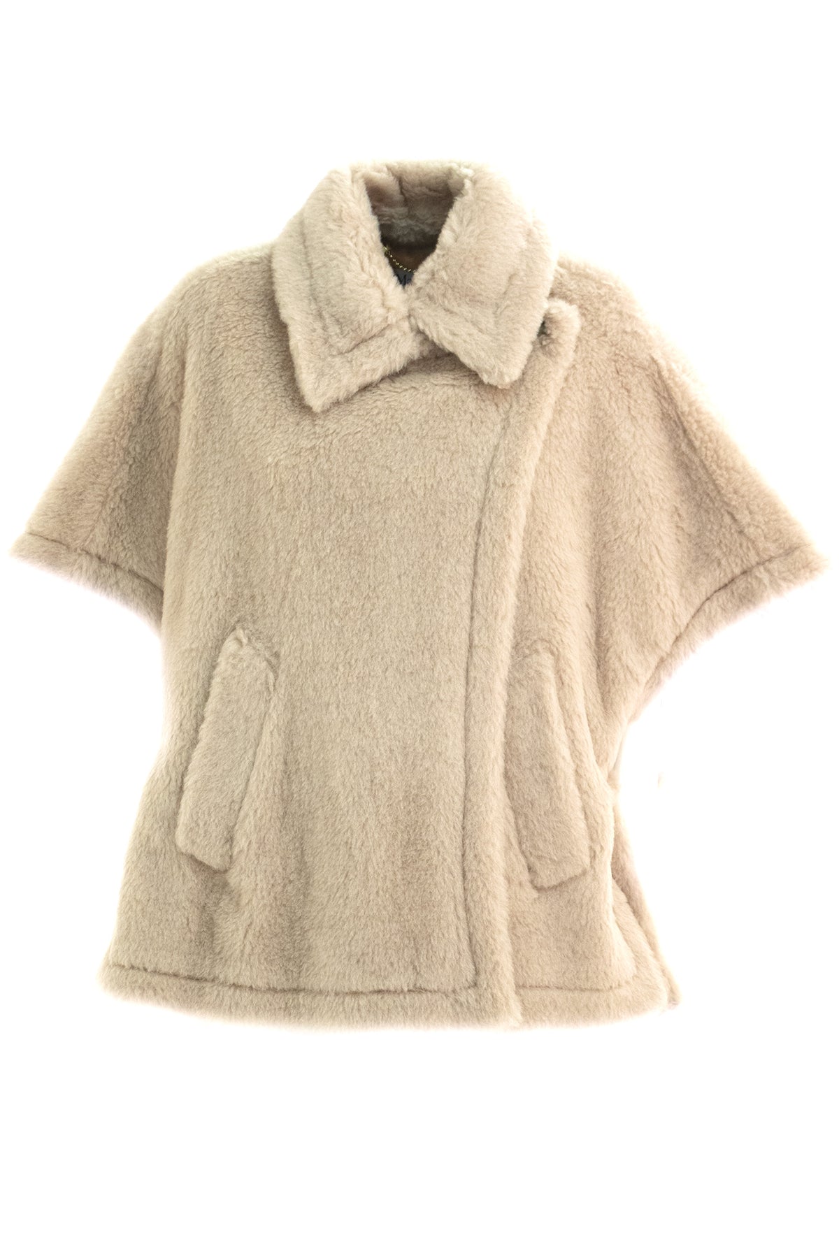 MAX MARA Mantella in tessuto Teddy con maxi colletto a punta, Beige