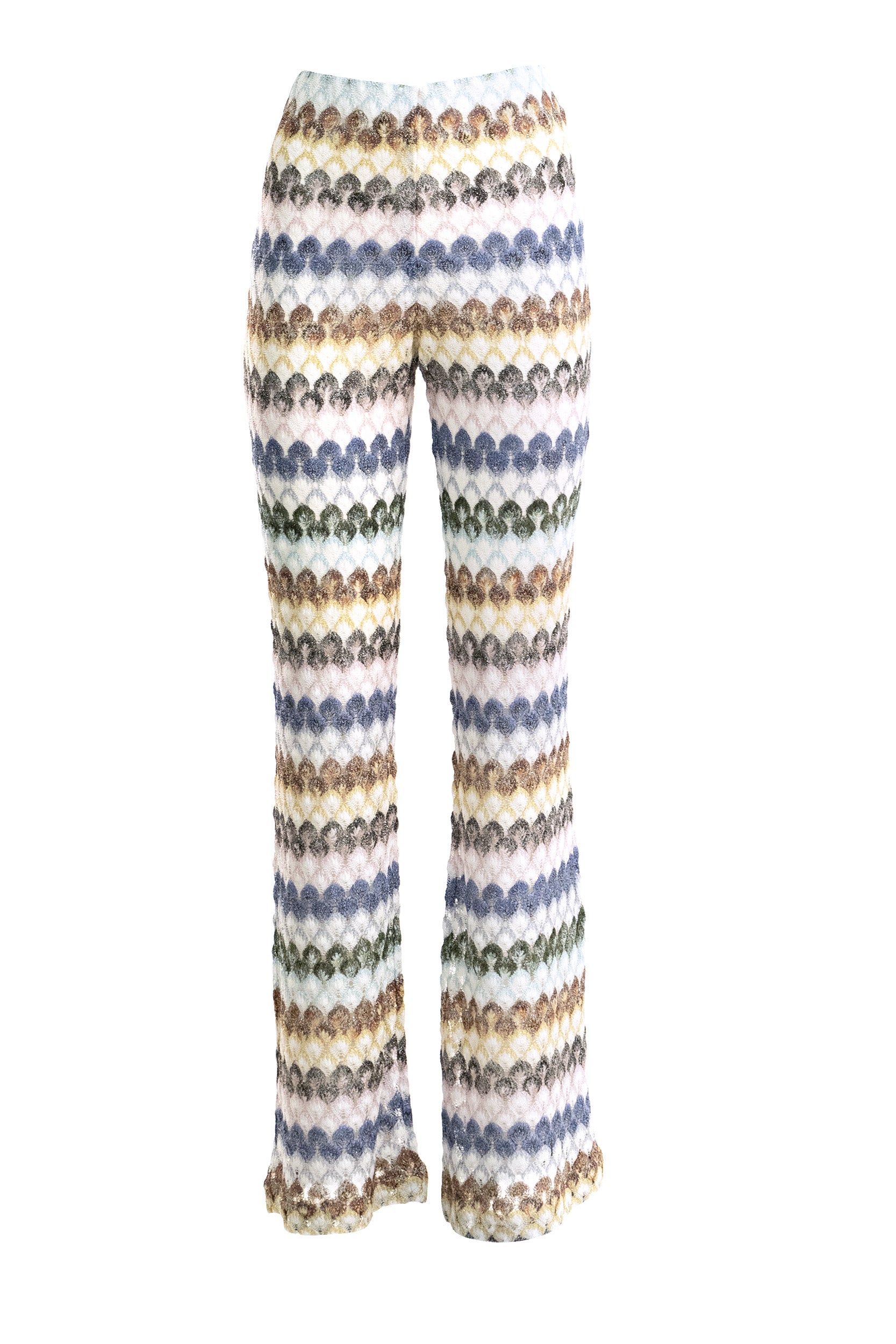 Pantaloni in viscosa lamé con motivo pizzo multicolore<BR/> DS26WI09-BR015P SMSPU MISSONI 