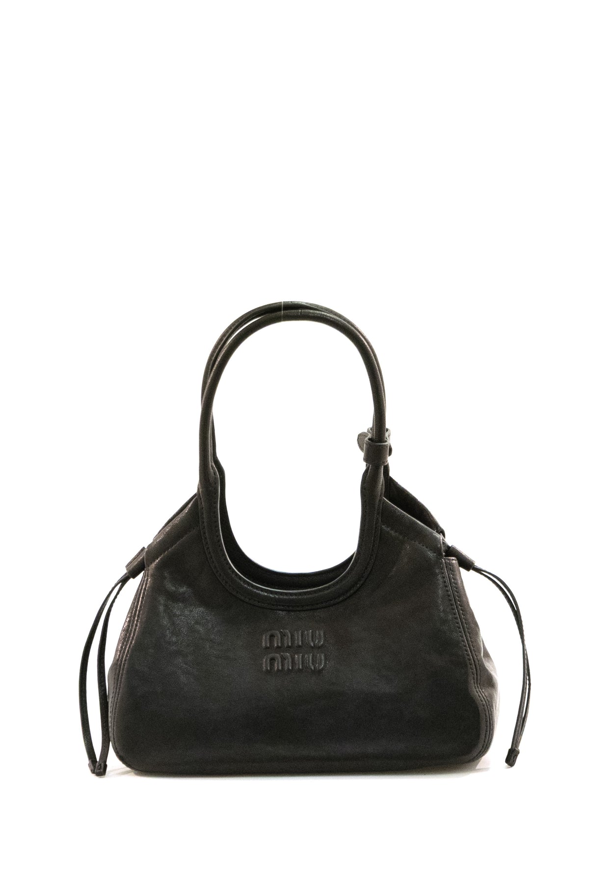 MIU MIU Borsa Ivy in nappa di colore nero
