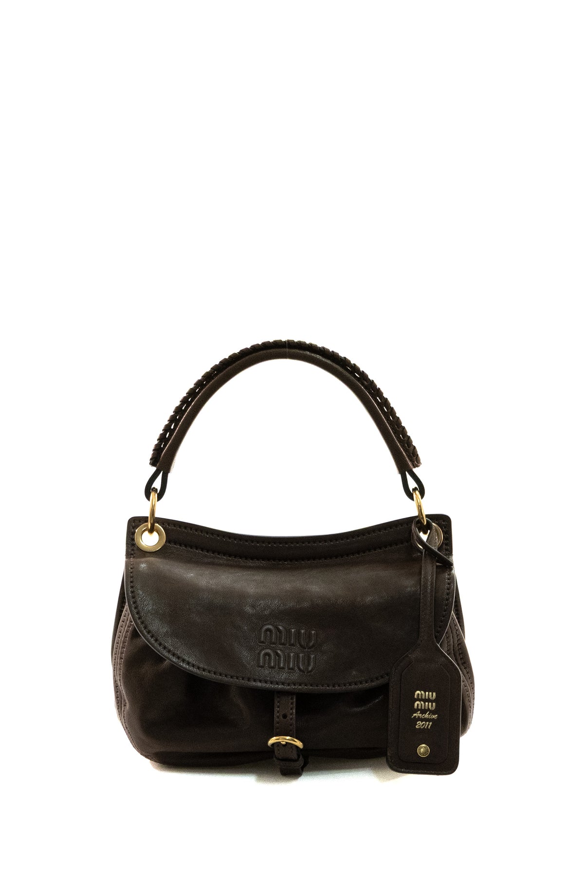 MIU MIU Borsa Rendez-vous in nappa di colore marrone