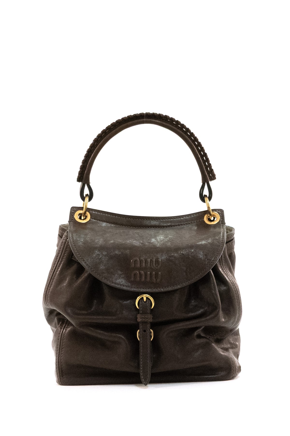 MIU MIU Zaino Rendez-vous in nappa di colore marrone
