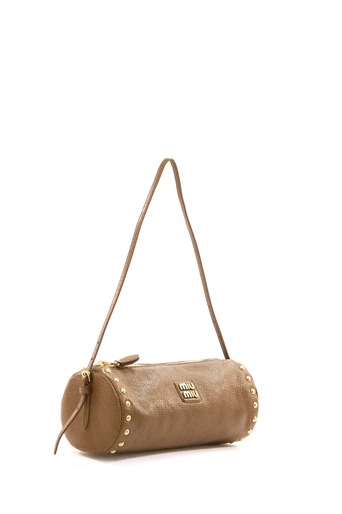 MIU MIU Brown leather pouch, Marrone, view 2