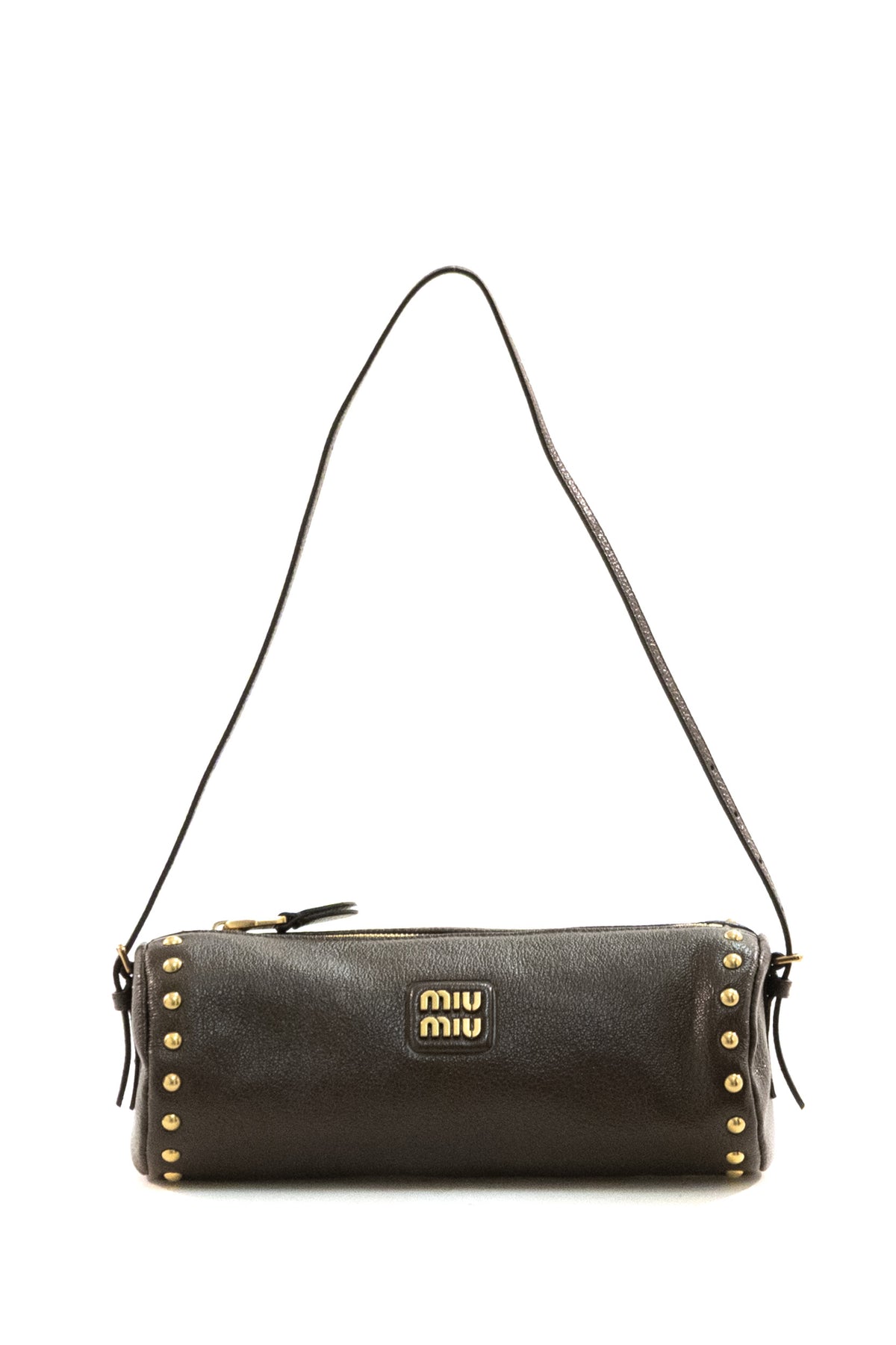 MIU MIU Pouch in pelle di colore marrone