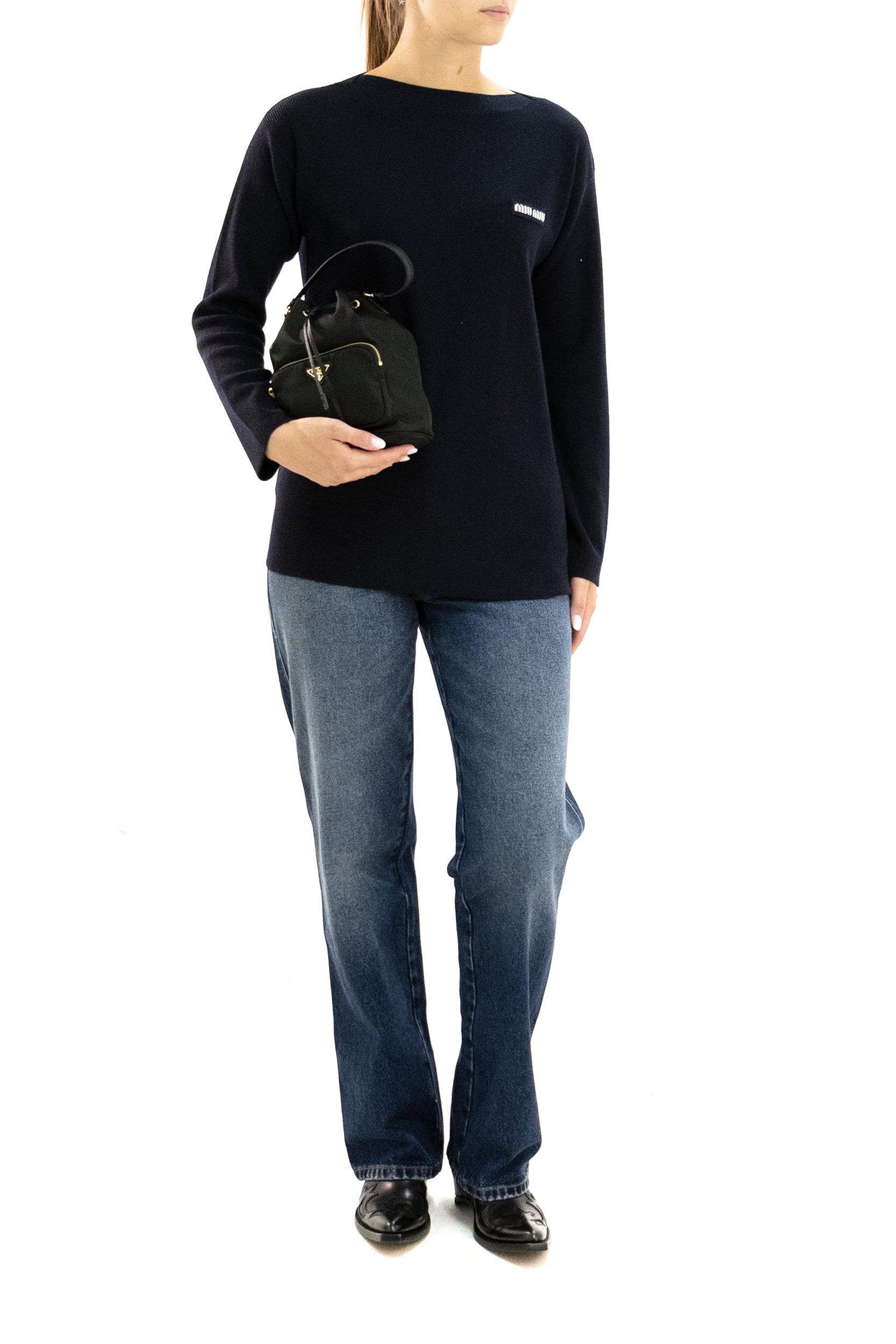 Jeans in denim di colore blu<BR/> GWP582 S OOO 6019 F0008 MIU MIU 