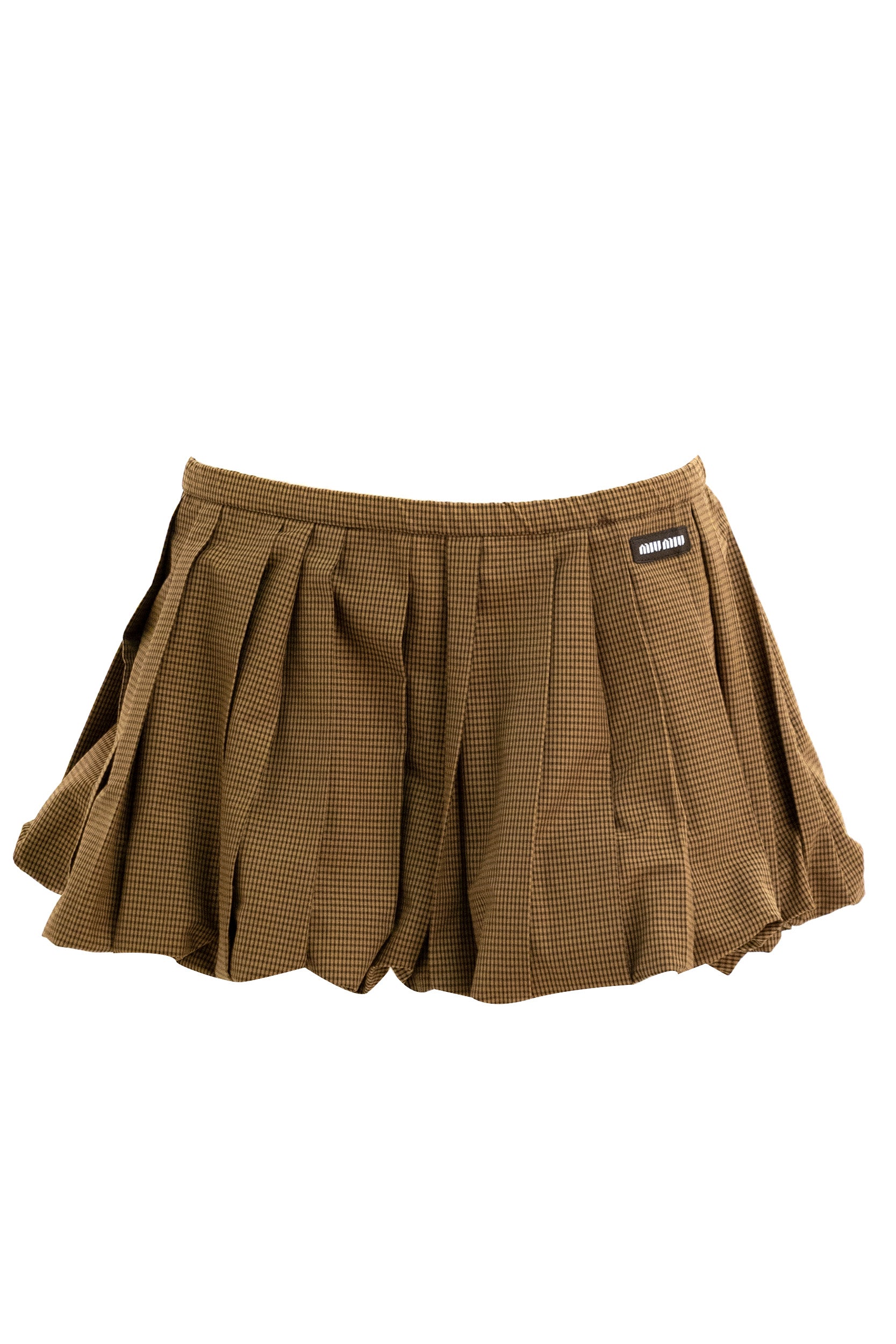 Minigonna plissé in vichy check color cammello<BR/> MG2723 S OOO 19OS F0QB7 MIU MIU 
