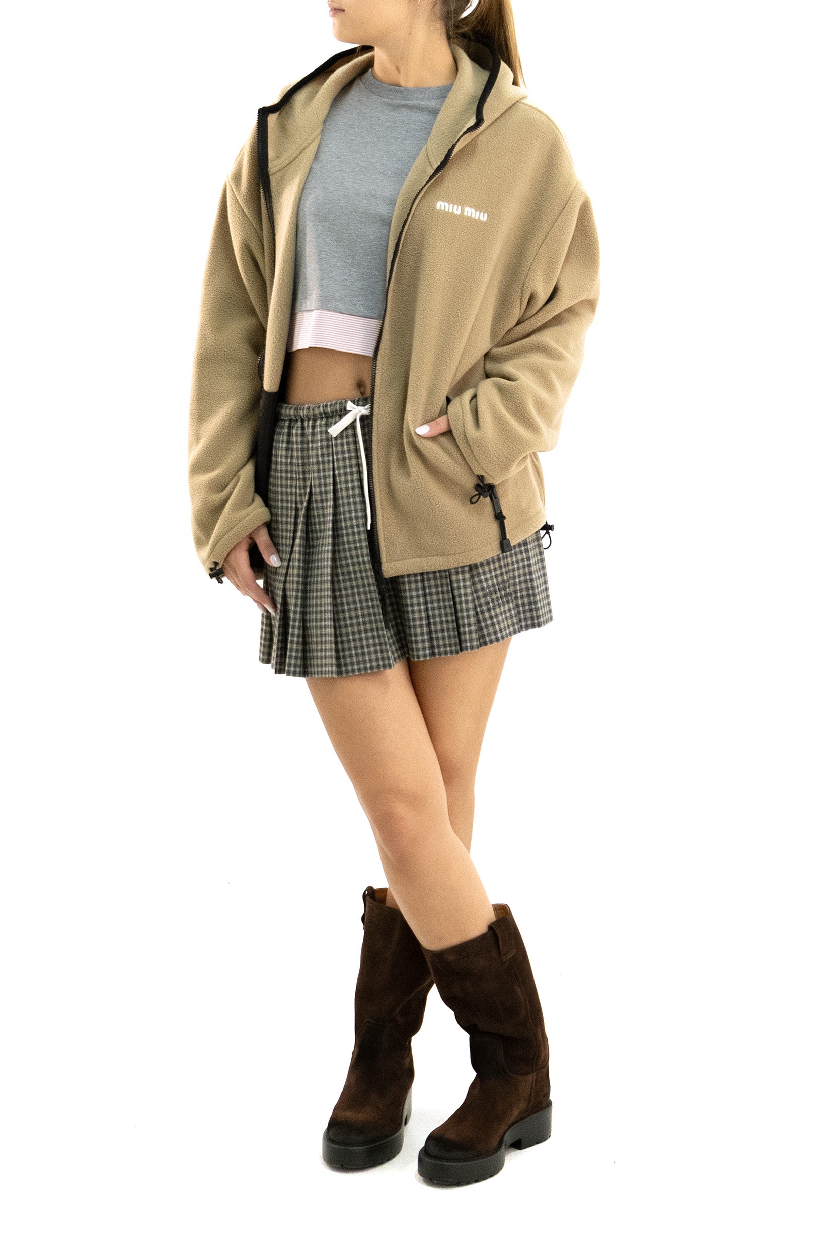 Felpa in pile color cammello<BR/> MJL053 S OOO 18E3 F0040 MIU MIU 