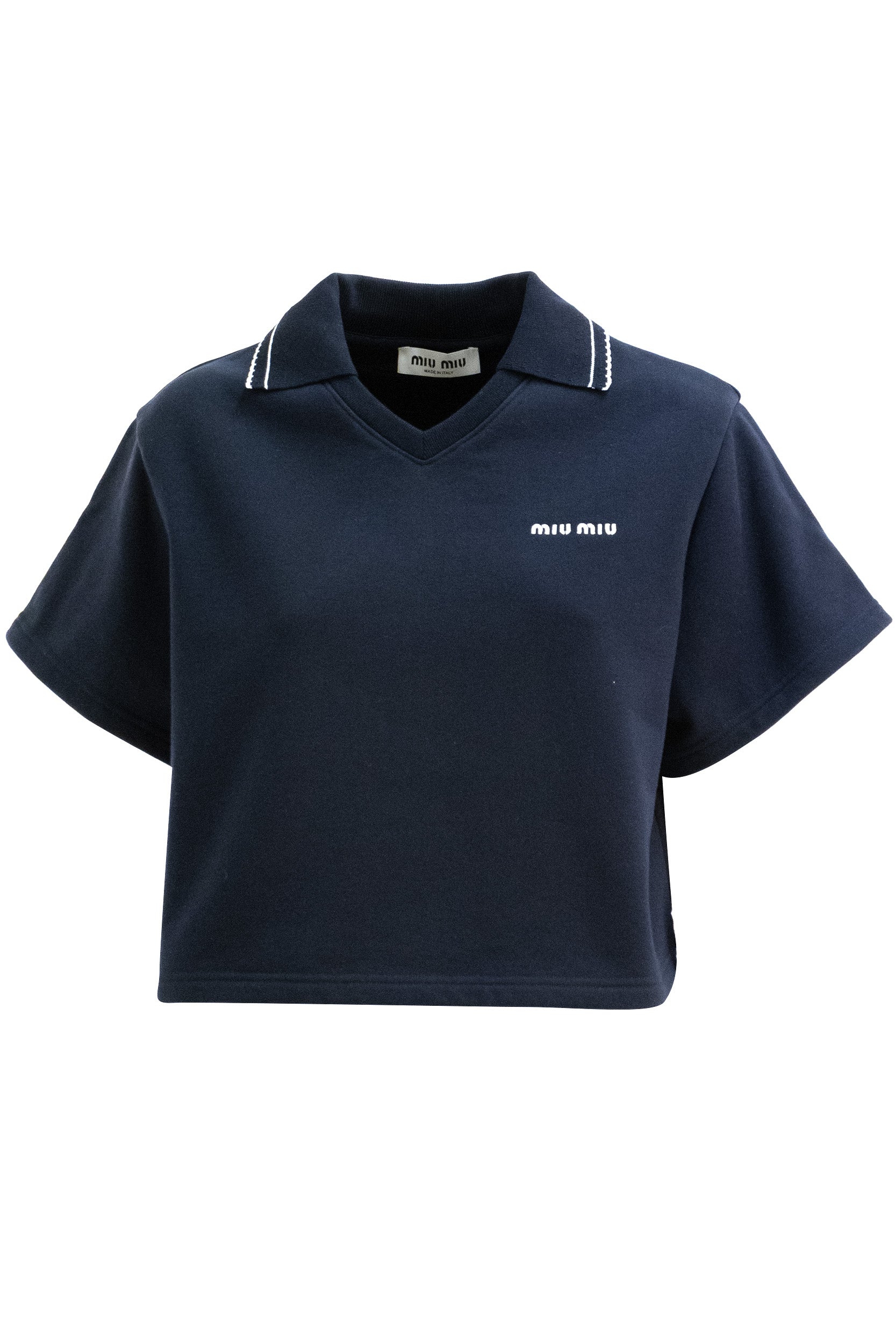 Felpa in cotone di colore blu<BR/> MJNA41 S OOO 191L F0008 MIU MIU 