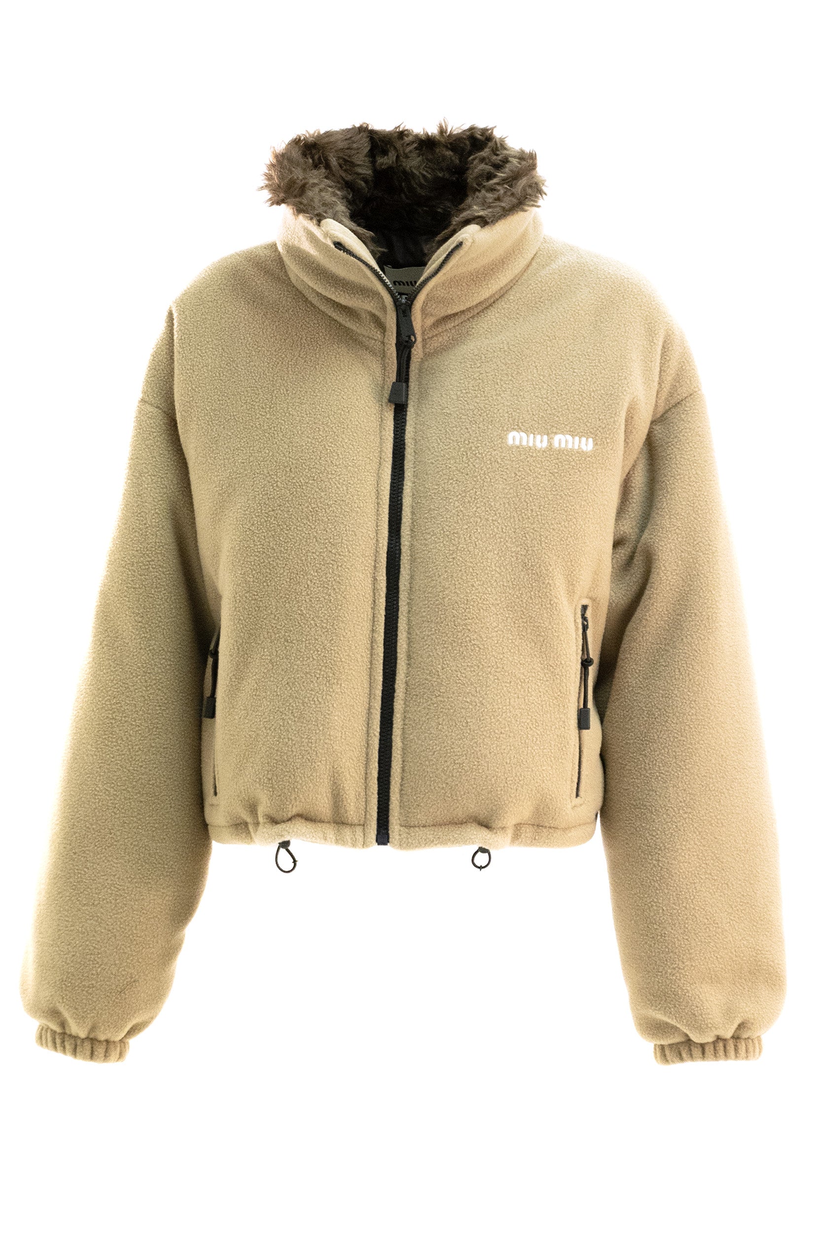 Piumino corto in pile color cammello<BR/> ML1147 S OOO 17OQ F0040 MIU MIU 