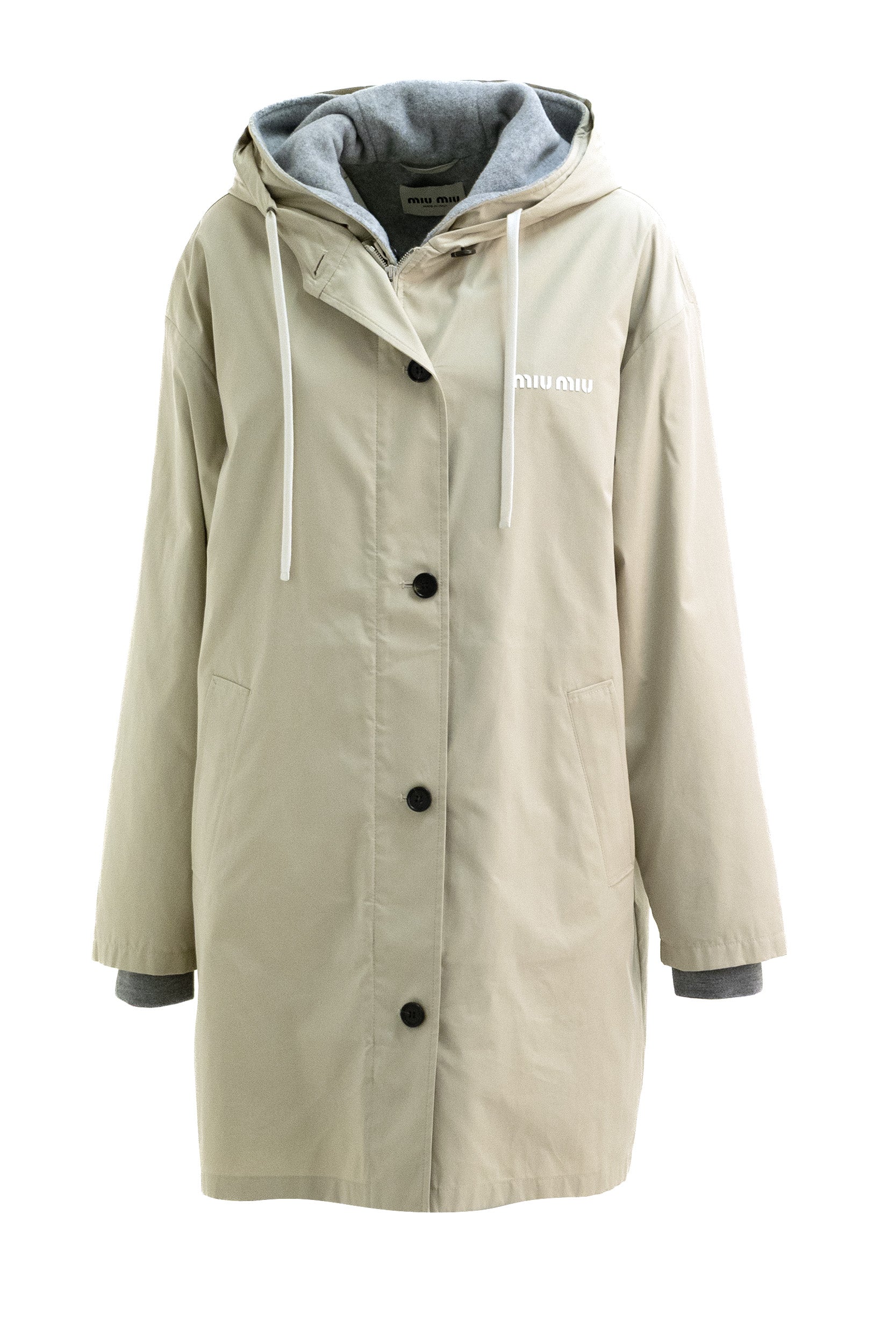 Caban monopetto in panama color sabbia<BR/> MQ0008 S OOO 6030 F0036 MIU MIU 