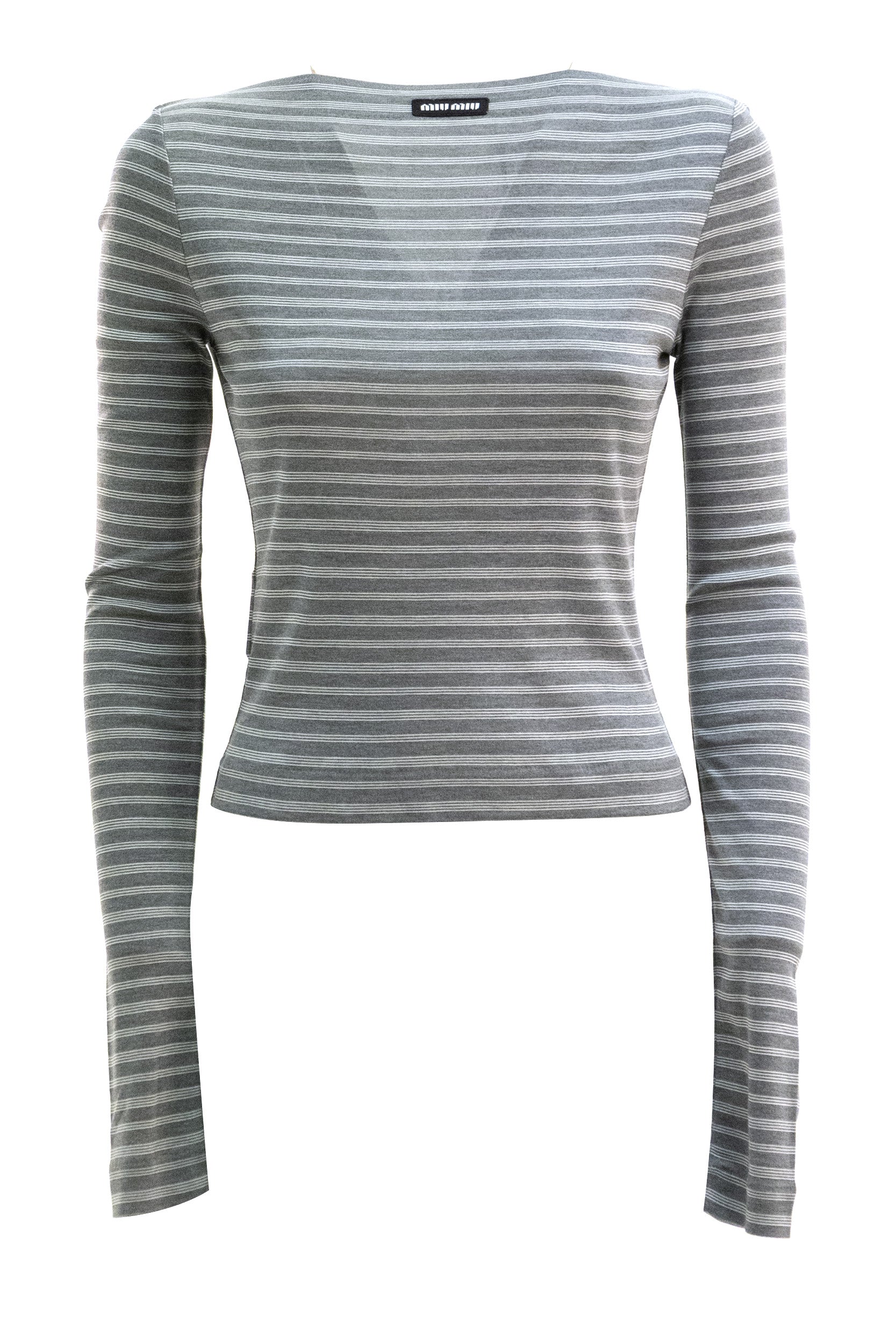 Top in seta di colore grigio <BR/> MT2275 S OOO 6447 F0I13 MIU MIU 