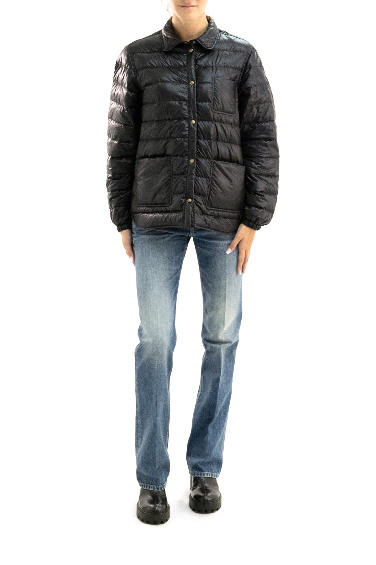 MONCLER Giacca camicia Fouine in nylon di colore nero, vista 2